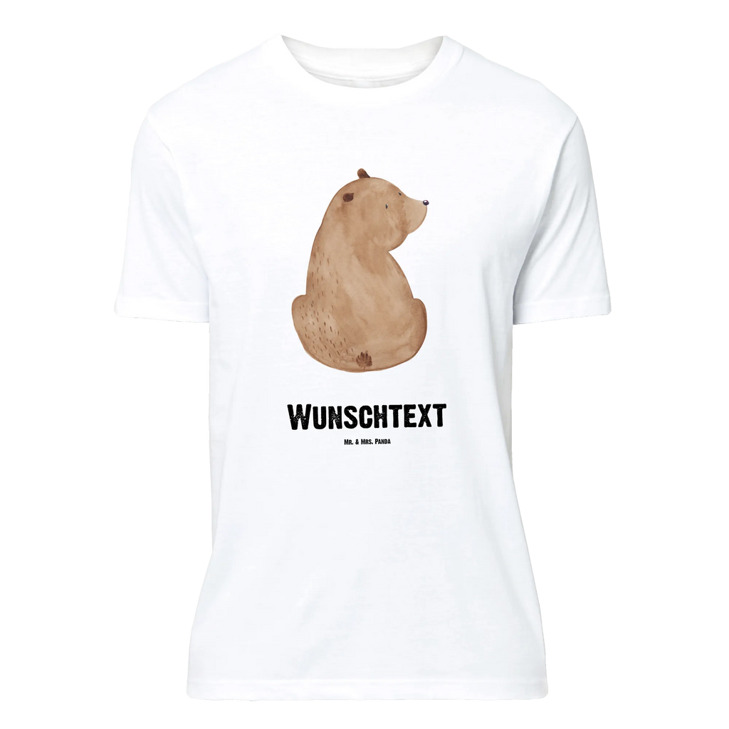 Personalisiertes T-Shirt Bär Schulterblick T-Shirt Personalisiert, T-Shirt mit Namen, T-Shirt mit Aufruck, Männer, Frauen, Wunschtext, Bedrucken, Bär, Teddy, Teddybär, Selbstachtung, Weltansicht, Motivation, Bären, Bärenliebe, Weisheit