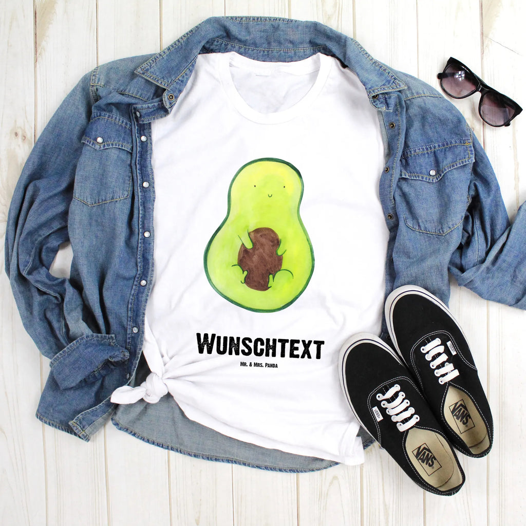 Personalisiertes T-Shirt Avocado mit Kern T-Shirt Personalisiert, T-Shirt mit Namen, T-Shirt mit Aufruck, Männer, Frauen, Wunschtext, Bedrucken, Avocado, Veggie, Vegan, Gesund, Avokado, Avocadokern, Kern, Pflanze, Spruch Leben