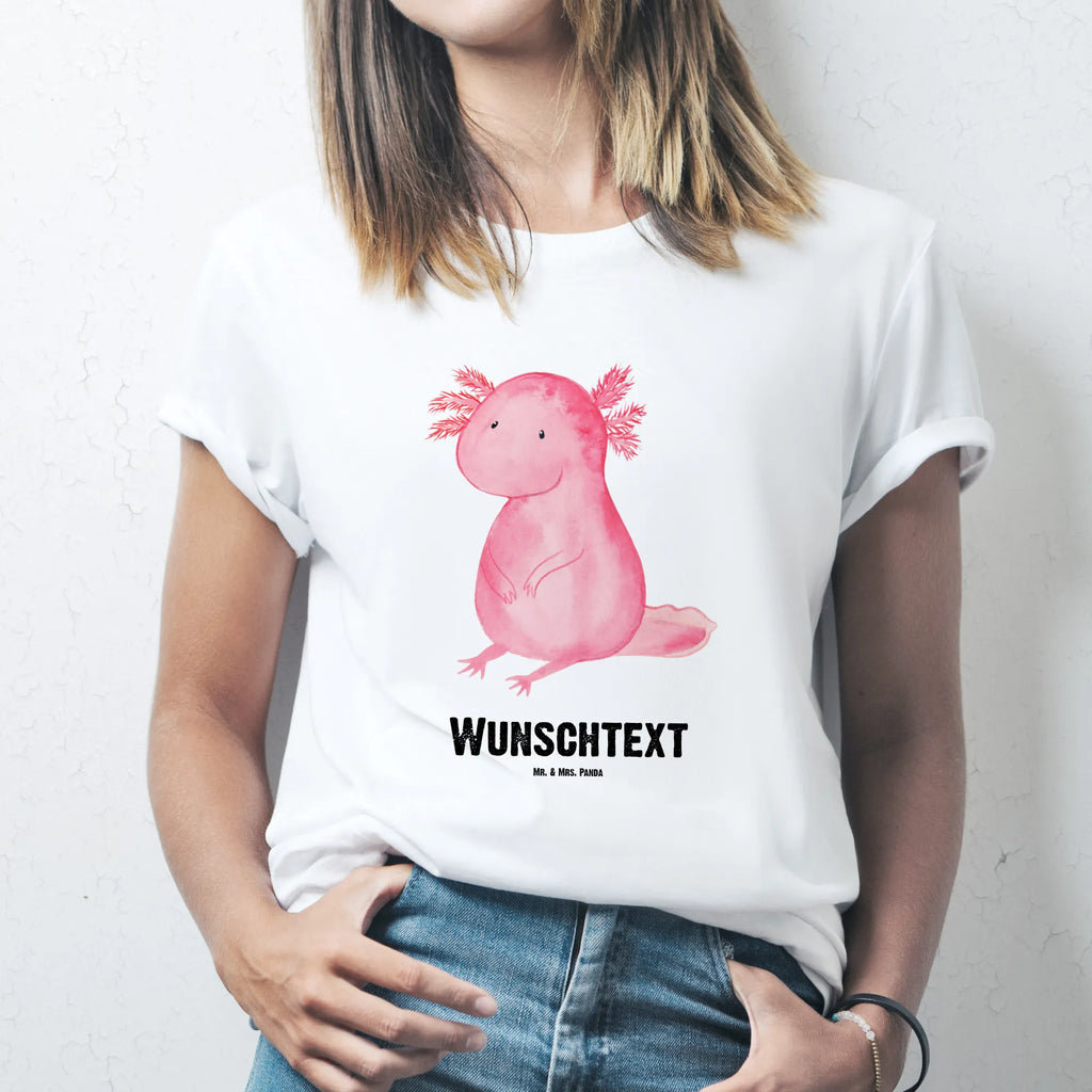 Personalisiertes T-Shirt Axolotl T-Shirt Personalisiert, T-Shirt mit Namen, T-Shirt mit Aufruck, Männer, Frauen, Wunschtext, Bedrucken, Axolotl, Molch, Axolot, vergnügt, fröhlich, zufrieden, Lebensstil, Weisheit, Lebensweisheit, Liebe, Freundin