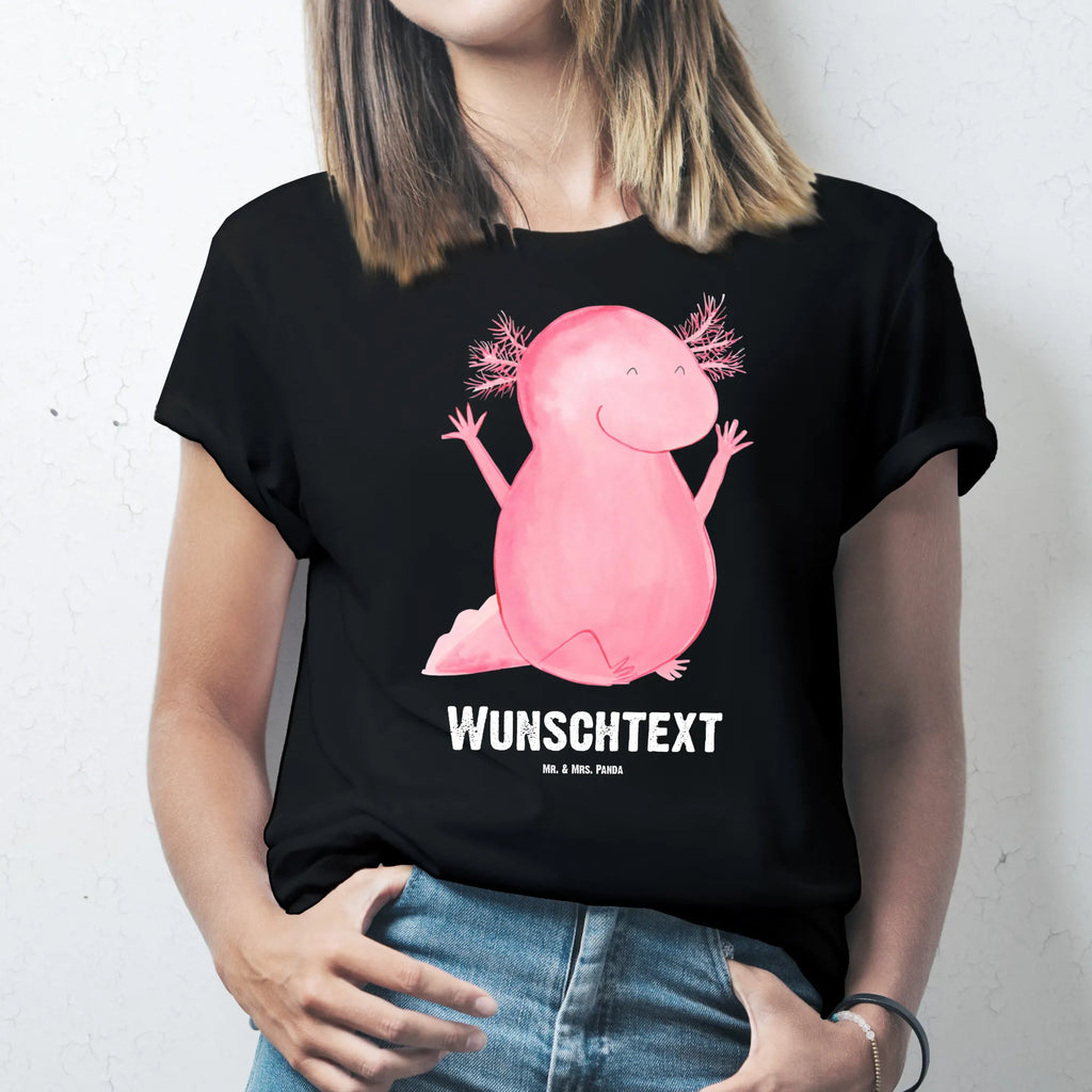 Personalisiertes T-Shirt Axolotl Hurra T-Shirt Personalisiert, T-Shirt mit Namen, T-Shirt mit Aufruck, Männer, Frauen, Wunschtext, Bedrucken, Axolotl, Molch, Axolot, Schwanzlurch, Lurch, Lurche, fröhlich, Spaß, Freude, Motivation, Zufriedenheit