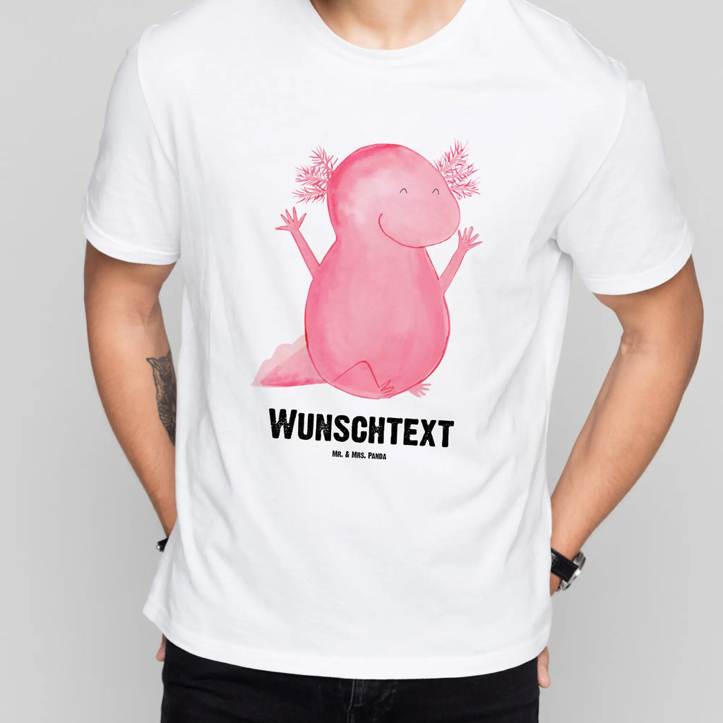 Personalisiertes T-Shirt Axolotl Hurra T-Shirt Personalisiert, T-Shirt mit Namen, T-Shirt mit Aufruck, Männer, Frauen, Wunschtext, Bedrucken, Axolotl, Molch, Axolot, Schwanzlurch, Lurch, Lurche, fröhlich, Spaß, Freude, Motivation, Zufriedenheit