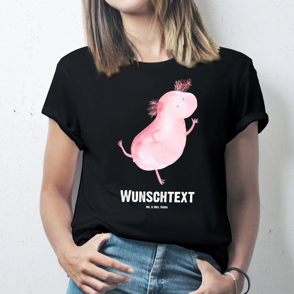 Personalisiertes T-Shirt Axolotl Tanzen T-Shirt Personalisiert, T-Shirt mit Namen, T-Shirt mit Aufruck, Männer, Frauen, Wunschtext, Bedrucken, Axolotl, Molch, Axolot, Schwanzlurch, Lurch, Lurche, Dachschaden, Sterne, verrückt, Freundin, beste Freundin