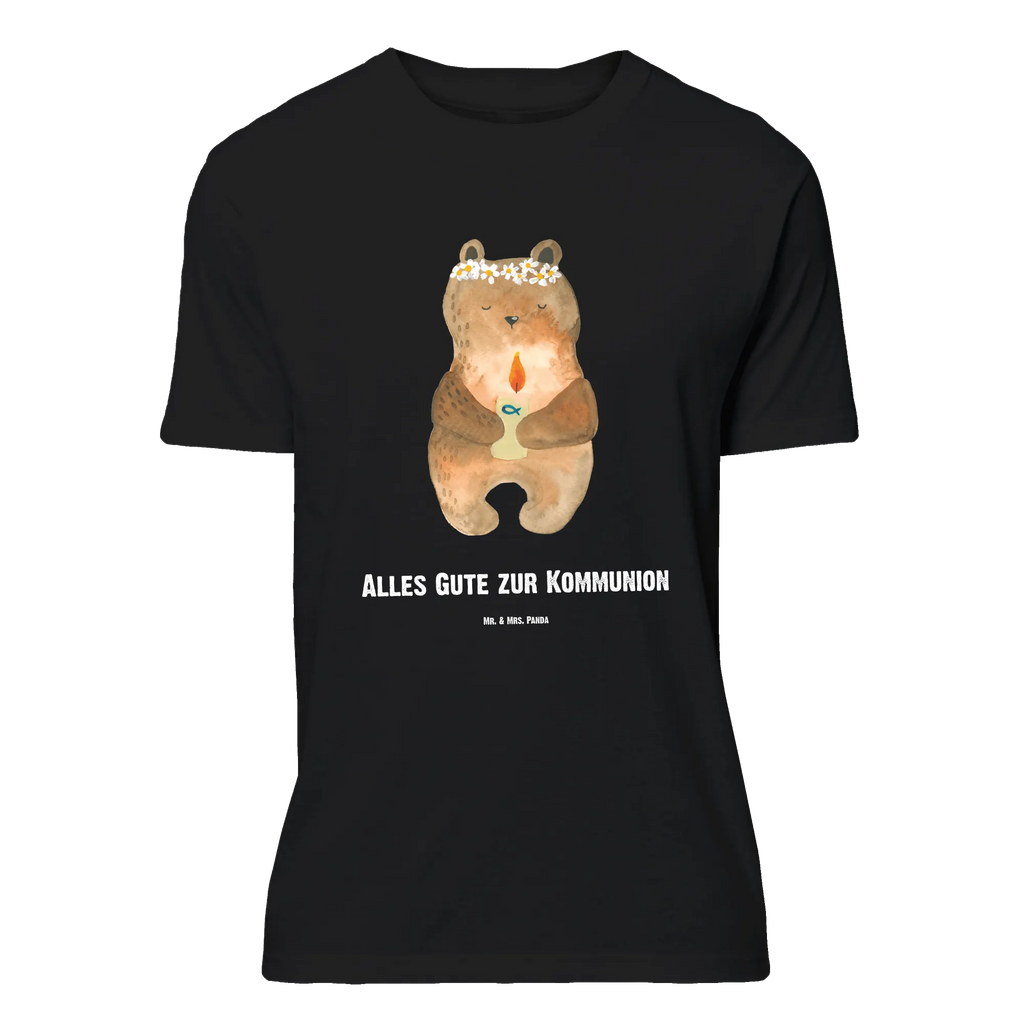 Personalisiertes T-Shirt Bär Kommunion T-Shirt Personalisiert, T-Shirt mit Namen, T-Shirt mit Aufruck, Männer, Frauen, Wunschtext, Bedrucken, Bär, Teddy, Teddybär, Kommunion, Gottes Segen, Taufkerze, katholisch