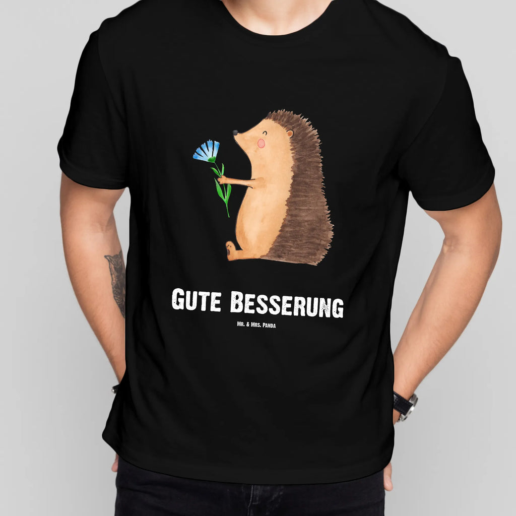 Personalisiertes T-Shirt Igel mit Blume T-Shirt Personalisiert, T-Shirt mit Namen, T-Shirt mit Aufruck, Männer, Frauen, Wunschtext, Bedrucken, Tiermotive, Gute Laune, lustige Sprüche, Tiere, Igel, Gute Besserung, Genesungswünsche, Krankheit, Krankenhaus, krank, Besuch