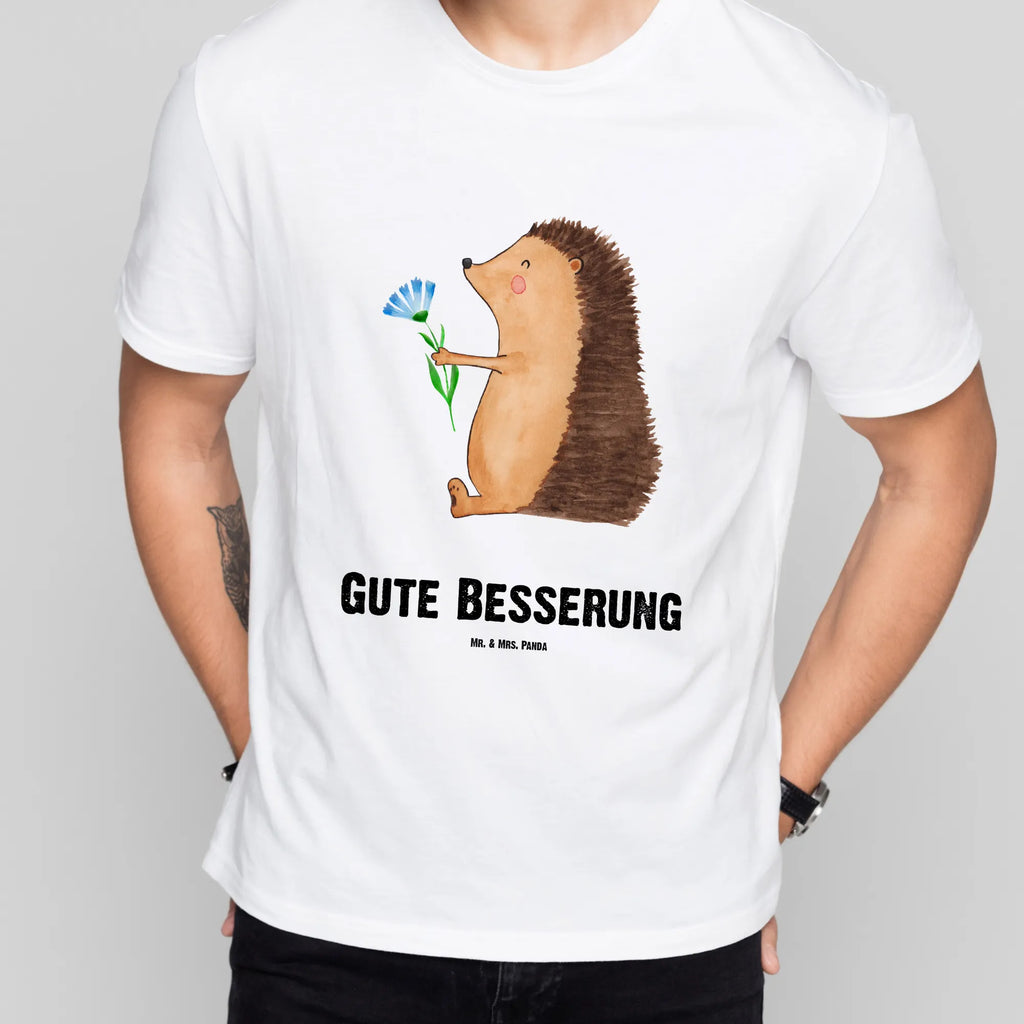 Personalisiertes T-Shirt Igel mit Blume T-Shirt Personalisiert, T-Shirt mit Namen, T-Shirt mit Aufruck, Männer, Frauen, Wunschtext, Bedrucken, Tiermotive, Gute Laune, lustige Sprüche, Tiere, Igel, Gute Besserung, Genesungswünsche, Krankheit, Krankenhaus, krank, Besuch