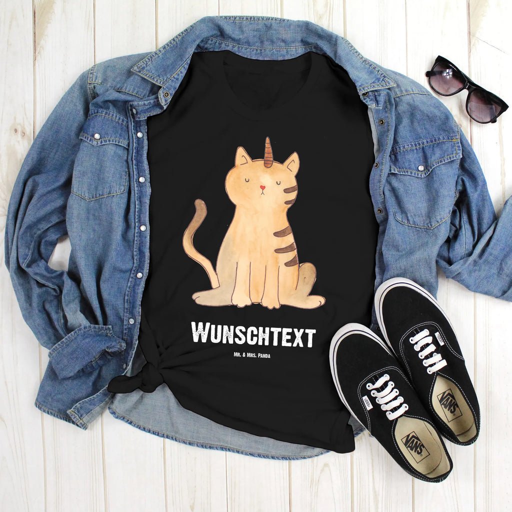 Personalisiertes T-Shirt Einhorn Katze T-Shirt Personalisiert, T-Shirt mit Namen, T-Shirt mit Aufruck, Männer, Frauen, Wunschtext, Bedrucken, Einhorn, Einhörner, Einhorn Deko, Pegasus, Unicorn, Katzer, Mieze, Regenbogen, Glitzer, Einhornpower, Erwachsenwerden, Katze, Katzenhorn, Einhornkatze, Kittyhorn