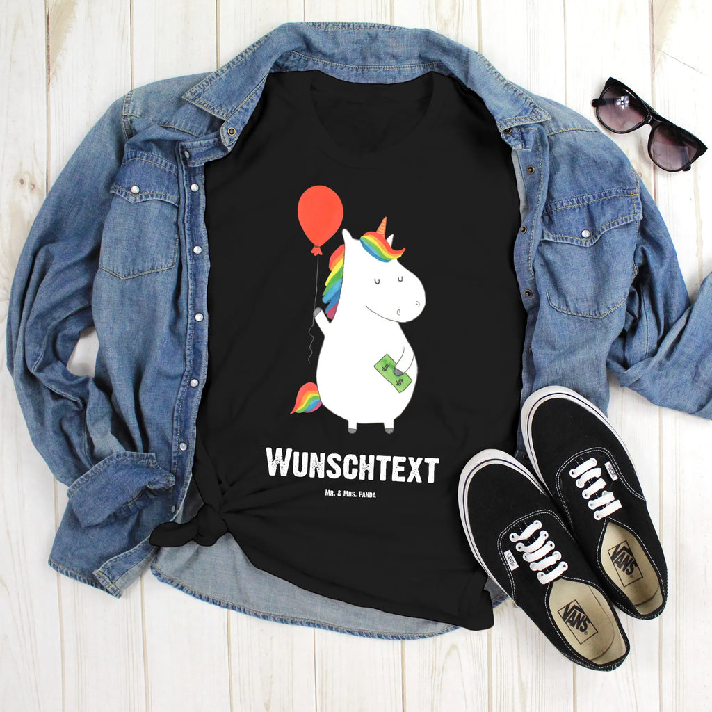 Personalisiertes T-Shirt Einhorn Luftballon T-Shirt Personalisiert, T-Shirt mit Namen, T-Shirt mit Aufruck, Männer, Frauen, Wunschtext, Bedrucken, Einhorn, Einhörner, Einhorn Deko, Pegasus, Unicorn, Luftballon, Geld, Lebenslust, Freude, Geschenk, Freundin