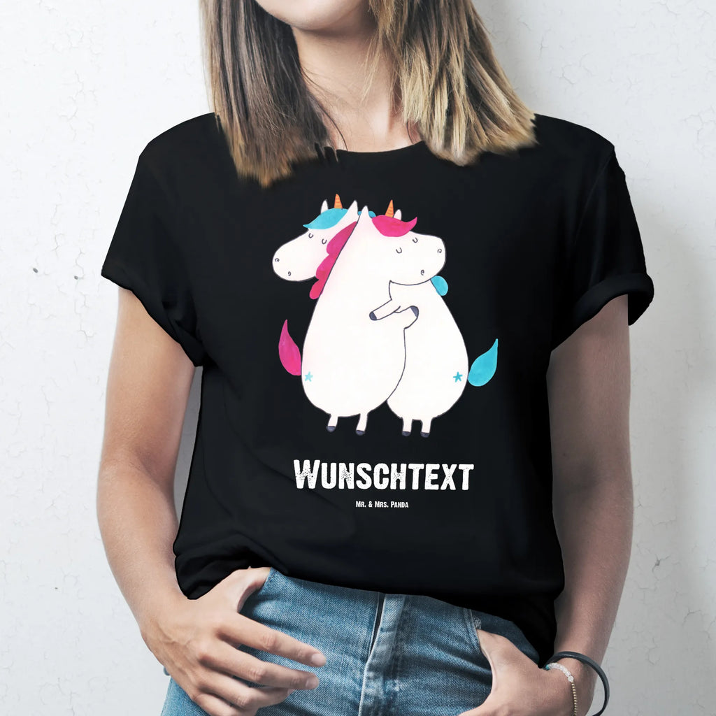 Personalisiertes T-Shirt Einhörner Umarmen T-Shirt Personalisiert, T-Shirt mit Namen, T-Shirt mit Aufruck, Männer, Frauen, Wunschtext, Bedrucken, Einhorn, Einhörner, Einhorn Deko, Unicorn, Freundinnen, Freundin, BFF, Schwester, Schwestern, Familie, Geschwister, Sister, Liebe