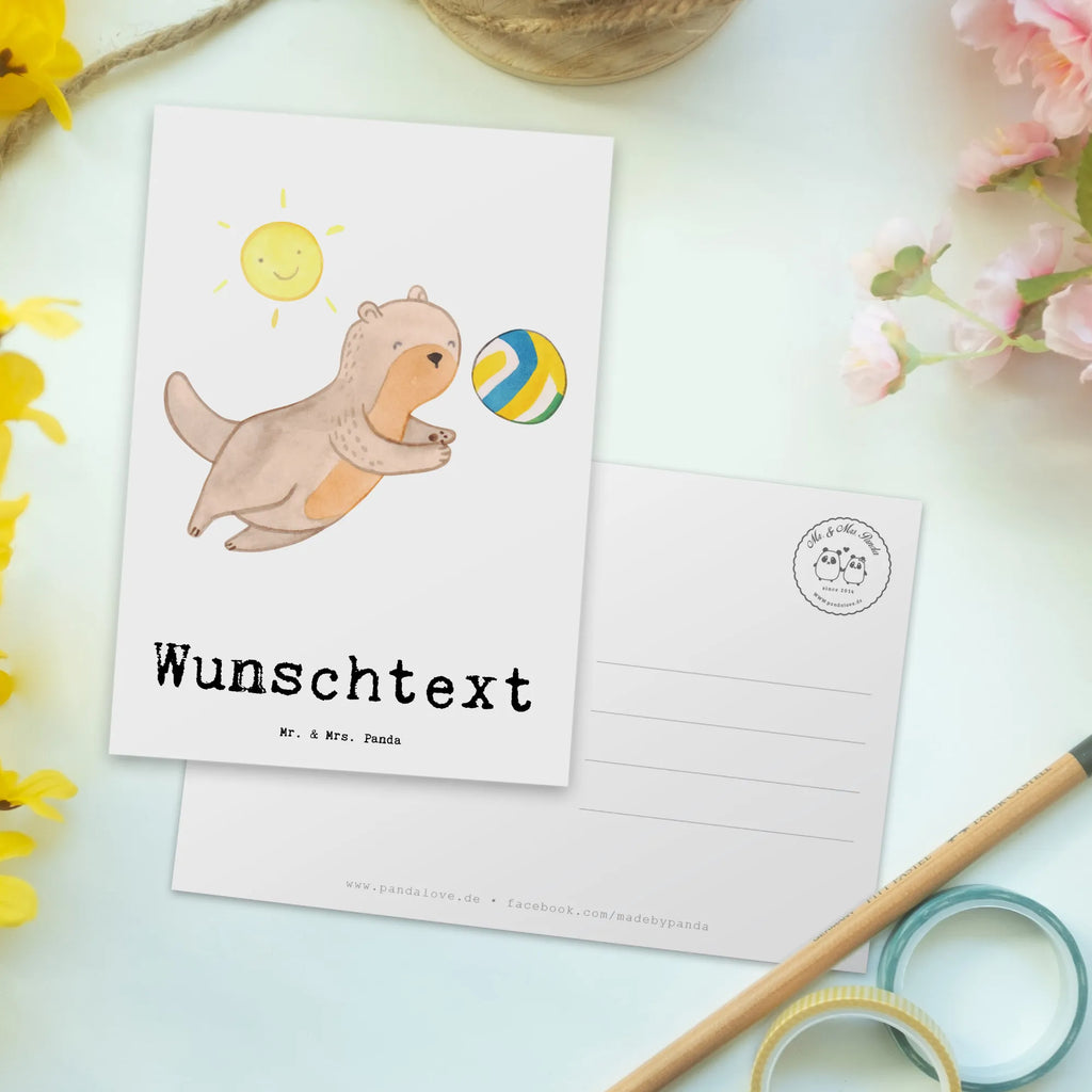 Personalisierte Postkarte Otter Beachvolleyball Postkarte mit Namen, Postkarte bedrucken, Postkarte mit Wunschtext, Postkarte personalisierbar, Geschenkkarte mit Namen, Grußkarte mit Namen, Karte mit Namen, Einladung mit Namen, Ansichtskarte mit Namen, Geschenkkarte mit Wunschtext, Grußkarte mit Wunschtext, Karte mit Wunschtext, Einladung mit Wunschtext, Ansichtskarte mit Wunschtext, Geschenk, Sport, Sportart, Hobby, Schenken, Danke, Dankeschön, Auszeichnung, Gewinn, Sportler, Beachvolleyball, Volleyball, Ballsport, Volleyballturnier