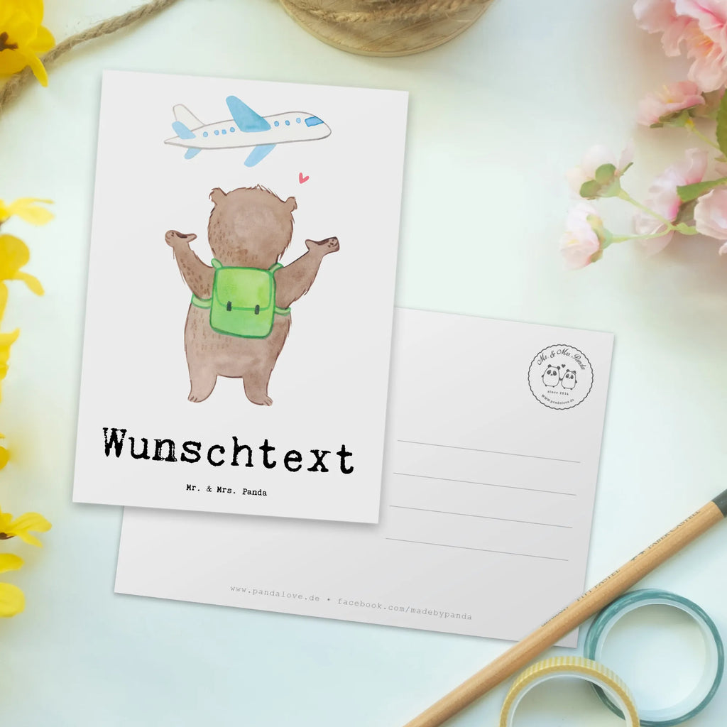 Personalisierte Postkarte Bär Reisen Postkarte mit Namen, Postkarte bedrucken, Postkarte mit Wunschtext, Postkarte personalisierbar, Geschenkkarte mit Namen, Grußkarte mit Namen, Karte mit Namen, Einladung mit Namen, Ansichtskarte mit Namen, Geschenkkarte mit Wunschtext, Grußkarte mit Wunschtext, Karte mit Wunschtext, Einladung mit Wunschtext, Ansichtskarte mit Wunschtext, Geschenk, Sport, Sportart, Hobby, Schenken, Danke, Dankeschön, Auszeichnung, Gewinn, Sportler, Reisen, Weltreise, Urlaub, Urlaube, Auslandsjahr, Austauschjahr, Schüleraustausch, Reisegruppe, Reiseveranstalter, Reisebüro