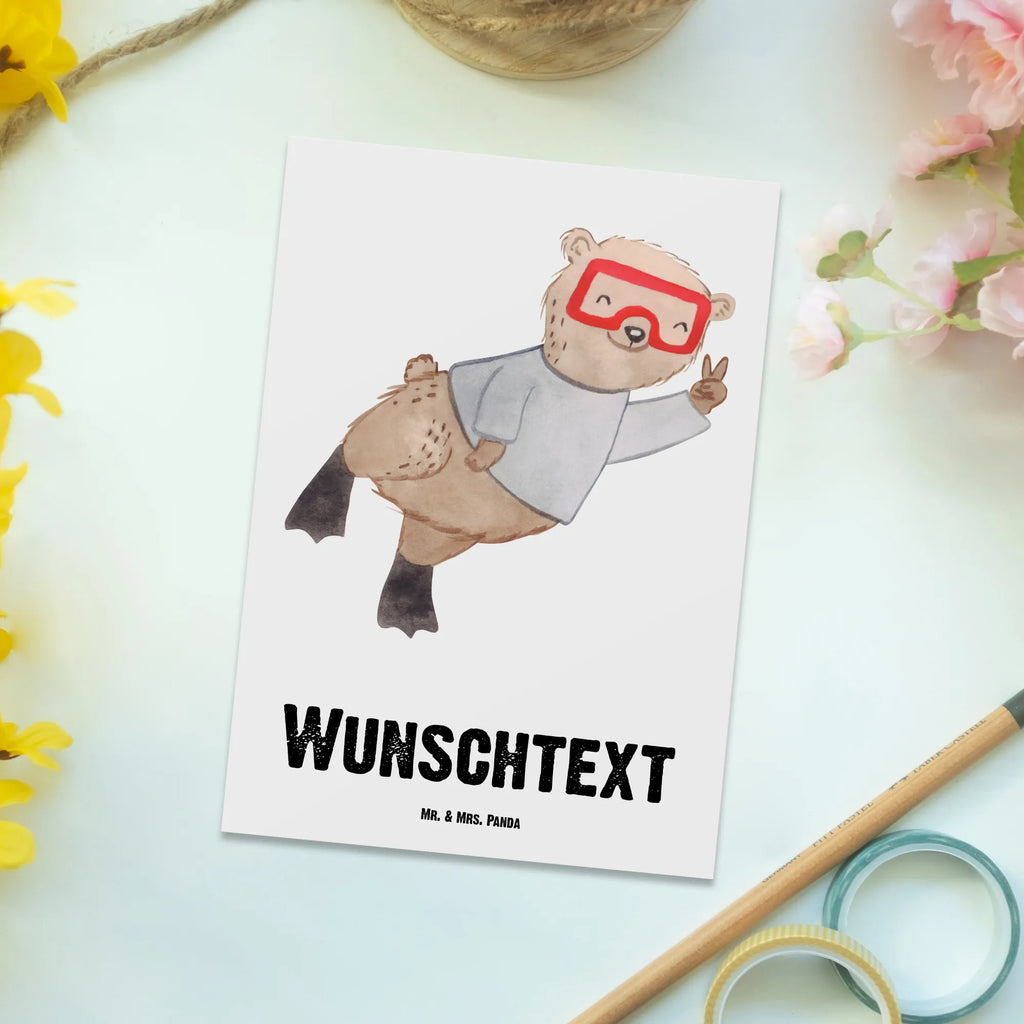 Personalisierte Postkarte Bär Tauchen Postkarte mit Namen, Postkarte bedrucken, Postkarte mit Wunschtext, Postkarte personalisierbar, Geschenkkarte mit Namen, Grußkarte mit Namen, Karte mit Namen, Einladung mit Namen, Ansichtskarte mit Namen, Geschenkkarte mit Wunschtext, Grußkarte mit Wunschtext, Karte mit Wunschtext, Einladung mit Wunschtext, Ansichtskarte mit Wunschtext, Geschenk, Sport, Sportart, Hobby, Schenken, Danke, Dankeschön, Auszeichnung, Gewinn, Sportler, Tauchen, schnorcheln, Tauchgang, Tauchschule, Diving, Dive