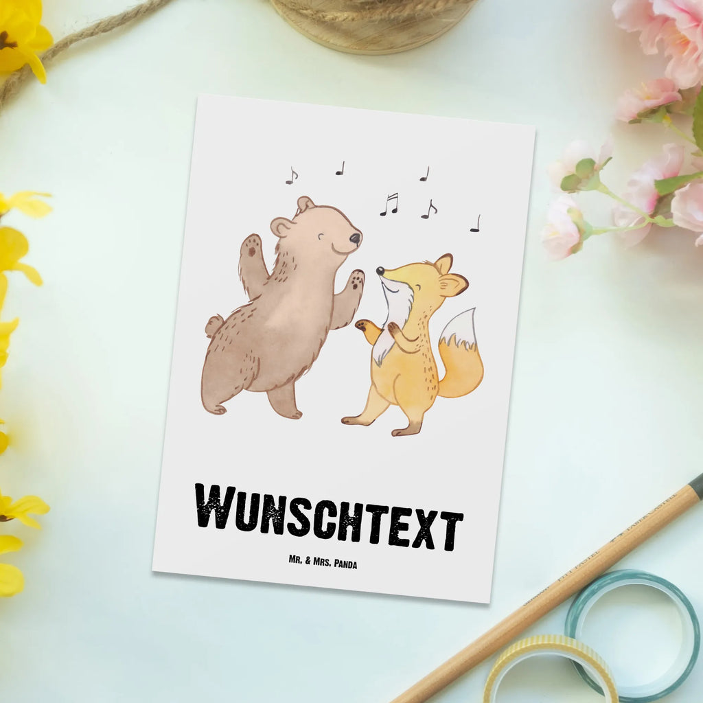 Personalisierte Postkarte Bär & Fuchs Disco Postkarte mit Namen, Postkarte bedrucken, Postkarte mit Wunschtext, Postkarte personalisierbar, Geschenkkarte mit Namen, Grußkarte mit Namen, Karte mit Namen, Einladung mit Namen, Ansichtskarte mit Namen, Geschenkkarte mit Wunschtext, Grußkarte mit Wunschtext, Karte mit Wunschtext, Einladung mit Wunschtext, Ansichtskarte mit Wunschtext, Geschenk, Sport, Sportart, Hobby, Schenken, Danke, Dankeschön, Auszeichnung, Gewinn, Sportler, Disco, Clubs, Tanzen, Feiern, Clubbing, Tanzstimmung, Nachtclub