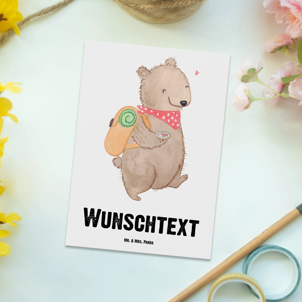 Personalisierte Postkarte Bär Wandern Postkarte mit Namen, Postkarte bedrucken, Postkarte mit Wunschtext, Postkarte personalisierbar, Geschenkkarte mit Namen, Grußkarte mit Namen, Karte mit Namen, Einladung mit Namen, Ansichtskarte mit Namen, Geschenkkarte mit Wunschtext, Grußkarte mit Wunschtext, Karte mit Wunschtext, Einladung mit Wunschtext, Ansichtskarte mit Wunschtext, Geschenk, Sport, Sportart, Hobby, Schenken, Danke, Dankeschön, Auszeichnung, Gewinn, Sportler, Wandern, Bergsteigen, Wintertouren, Outdoor Sport, Freizeitsport, Spazieren, Natur entdecken