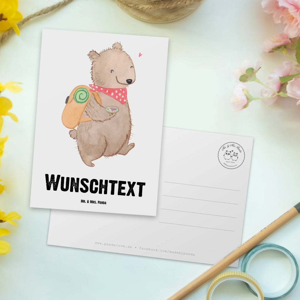 Personalisierte Postkarte Bär Wandern Postkarte mit Namen, Postkarte bedrucken, Postkarte mit Wunschtext, Postkarte personalisierbar, Geschenkkarte mit Namen, Grußkarte mit Namen, Karte mit Namen, Einladung mit Namen, Ansichtskarte mit Namen, Geschenkkarte mit Wunschtext, Grußkarte mit Wunschtext, Karte mit Wunschtext, Einladung mit Wunschtext, Ansichtskarte mit Wunschtext, Geschenk, Sport, Sportart, Hobby, Schenken, Danke, Dankeschön, Auszeichnung, Gewinn, Sportler, Wandern, Bergsteigen, Wintertouren, Outdoor Sport, Freizeitsport, Spazieren, Natur entdecken