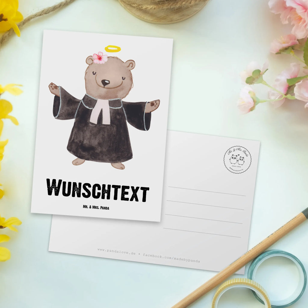 Personalisierte Postkarte Pfarrerin mit Herz Postkarte mit Namen, Postkarte bedrucken, Postkarte mit Wunschtext, Postkarte personalisierbar, Geschenkkarte mit Namen, Grußkarte mit Namen, Karte mit Namen, Einladung mit Namen, Ansichtskarte mit Namen, Geschenkkarte mit Wunschtext, Grußkarte mit Wunschtext, Karte mit Wunschtext, Einladung mit Wunschtext, Ansichtskarte mit Wunschtext, Beruf, Ausbildung, Jubiläum, Abschied, Rente, Kollege, Kollegin, Geschenk, Schenken, Arbeitskollege, Mitarbeiter, Firma, Danke, Dankeschön, Pastorin, Dienerin Gottes<br />Geistliche, Pfarrerin, Predigerin<br />Priesterin, Theologin, Kirche