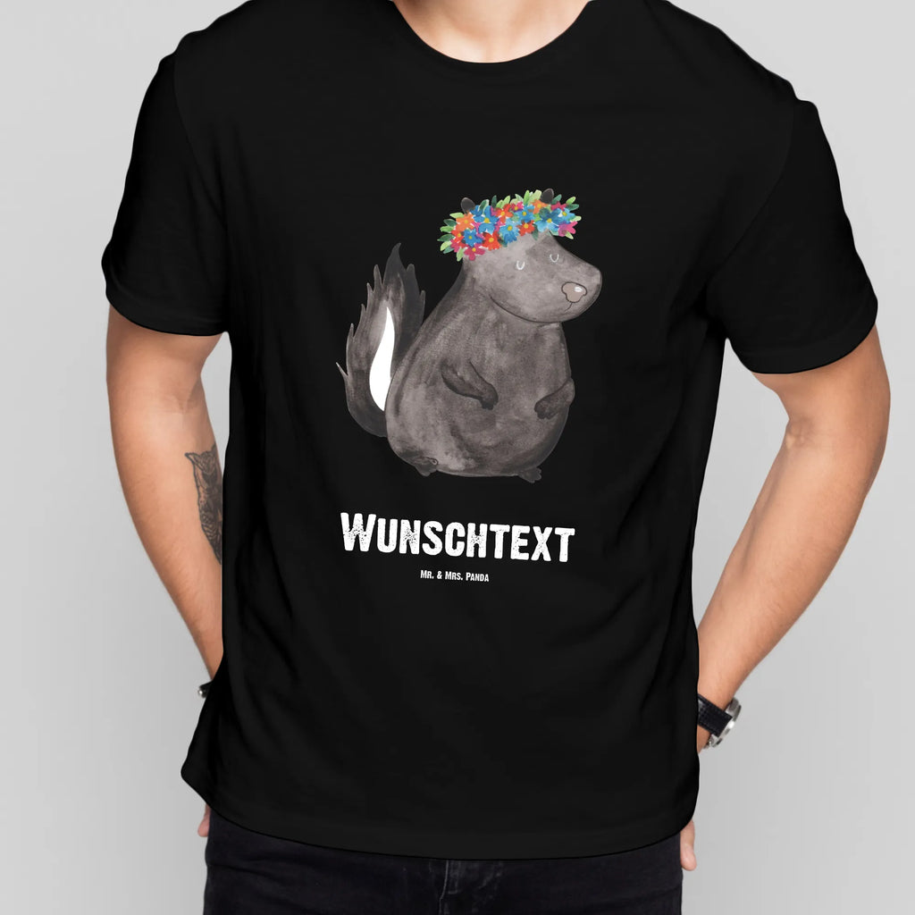 Personalisiertes T-Shirt Stinktier Blumenmaedchen T-Shirt Personalisiert, T-Shirt mit Namen, T-Shirt mit Aufruck, Männer, Frauen, Wunschtext, Bedrucken, Stinktier, Skunk, Wildtier, Raubtier, Stinker, Stinki, Yoga, Namaste, Lebe, Liebe, Lache