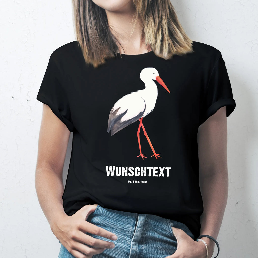 Personalisiertes T-Shirt Storch T-Shirt Personalisiert, T-Shirt mit Namen, T-Shirt mit Aufruck, Männer, Frauen, Wunschtext, Bedrucken, Tiermotive, Gute Laune, lustige Sprüche, Tiere, Storch, Störche, Schwangerschaft, Geburt, Mutter, Mütter, Mutter werden, Schwanger, Babybauch, Baby