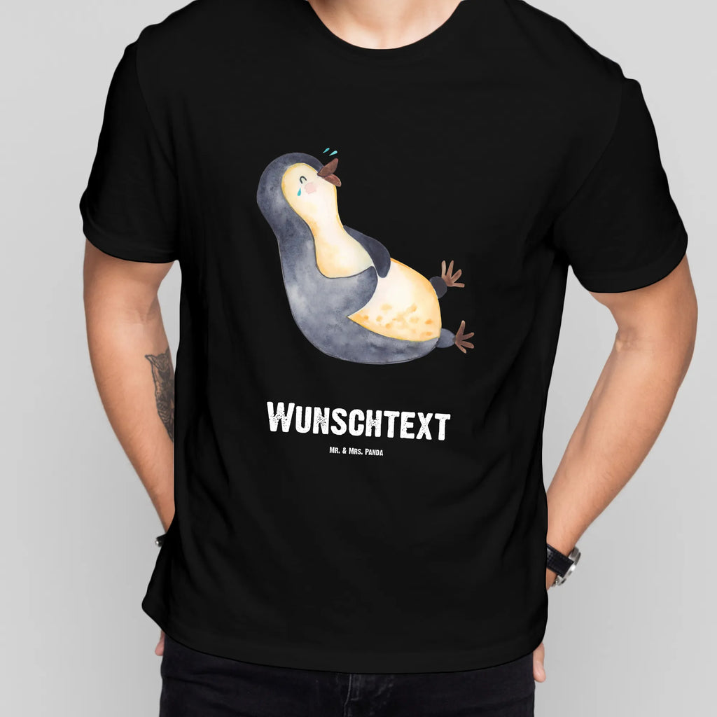 Personalisiertes T-Shirt Pinguin lachend T-Shirt Personalisiert, T-Shirt mit Namen, T-Shirt mit Aufruck, Männer, Frauen, Wunschtext, Bedrucken, Pinguin, Pinguine, lustiger Spruch, Optimismus, Fröhlich, Lachen, Humor, Fröhlichkeit