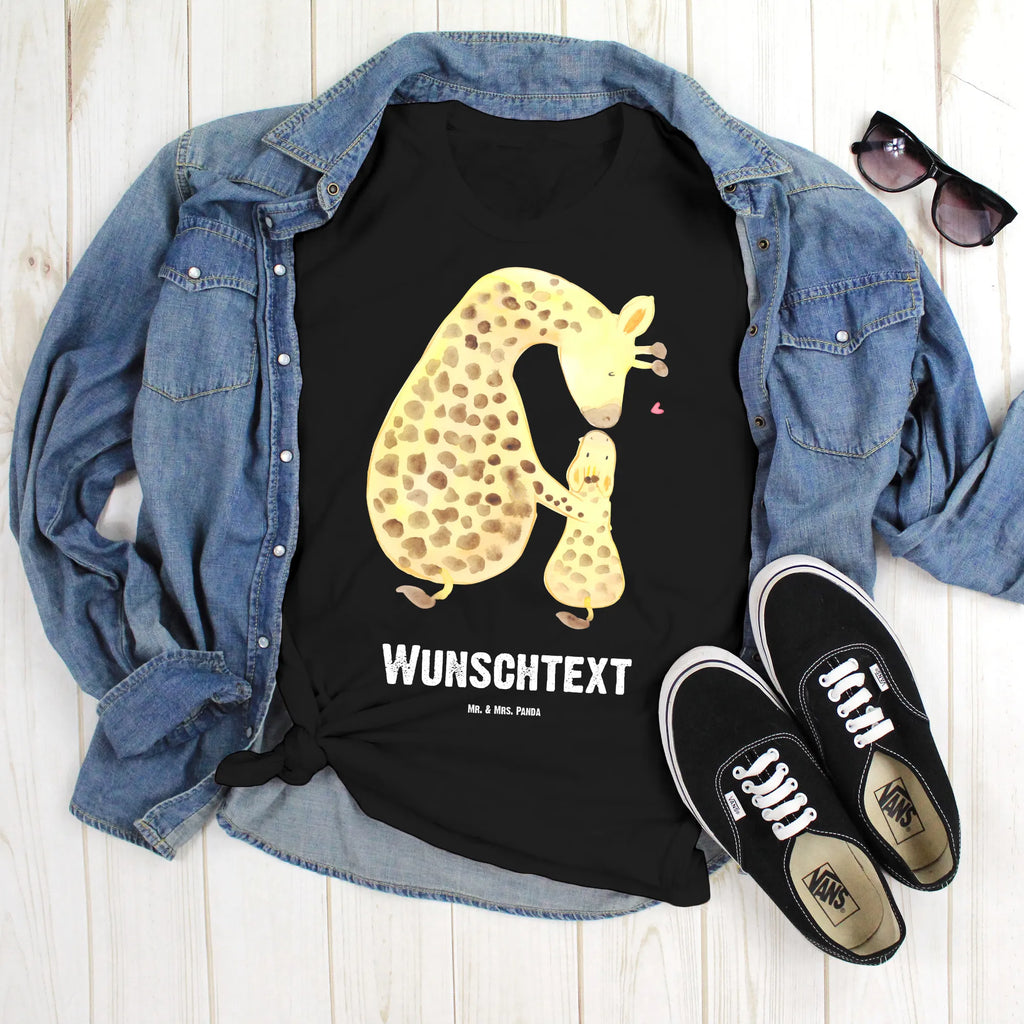 Personalisiertes T-Shirt Giraffe mit Kind T-Shirt Personalisiert, T-Shirt mit Namen, T-Shirt mit Aufruck, Männer, Frauen, Wunschtext, Bedrucken, Afrika, Wildtiere, Giraffe, Kind, Mutter, Mama, Tochter, Sohn, Lieblingsmensch