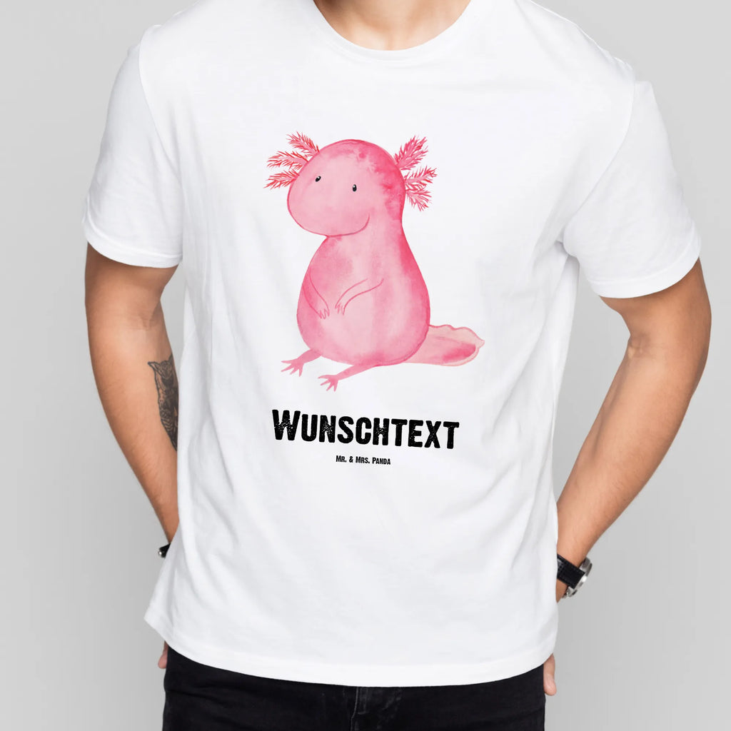 Personalisiertes T-Shirt Axolotl T-Shirt Personalisiert, T-Shirt mit Namen, T-Shirt mit Aufruck, Männer, Frauen, Wunschtext, Bedrucken, Axolotl, Molch, Axolot, vergnügt, fröhlich, zufrieden, Lebensstil, Weisheit, Lebensweisheit, Liebe, Freundin