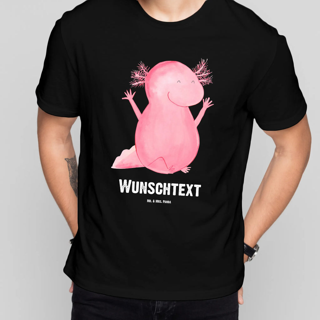 Personalisiertes T-Shirt Axolotl Hurra T-Shirt Personalisiert, T-Shirt mit Namen, T-Shirt mit Aufruck, Männer, Frauen, Wunschtext, Bedrucken, Axolotl, Molch, Axolot, Schwanzlurch, Lurch, Lurche, fröhlich, Spaß, Freude, Motivation, Zufriedenheit