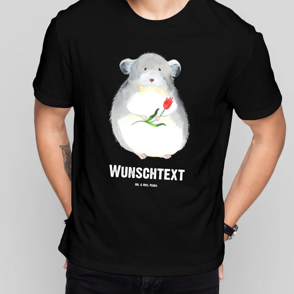 Personalisiertes T-Shirt Chinchilla mit Blume T-Shirt Personalisiert, T-Shirt mit Namen, T-Shirt mit Aufruck, Männer, Frauen, Wunschtext, Bedrucken, Tiermotive, Gute Laune, lustige Sprüche, Tiere, Chinchilla, Chinchillas, Liebeskummer, Kummer, Depressionen, traurig sein, Chaos, Glücklichsein, Büro, Büroalltag