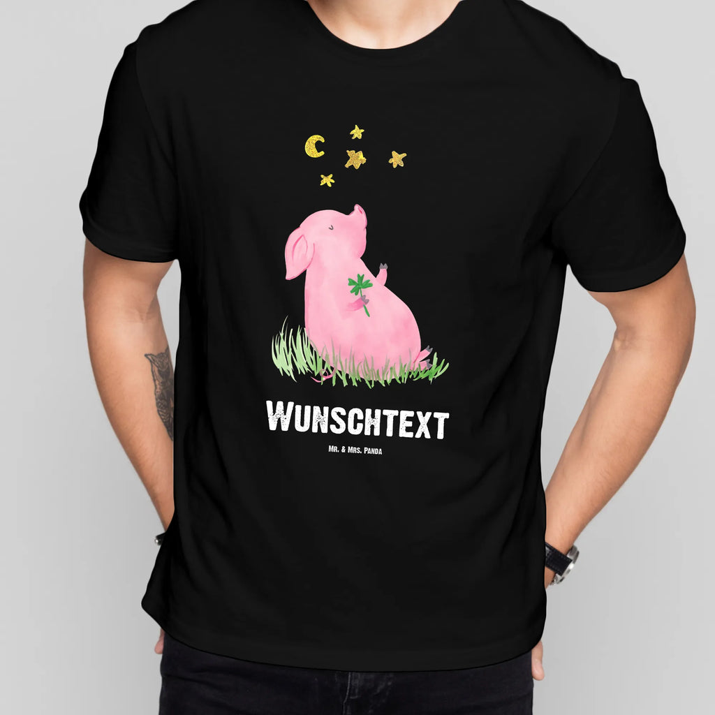 Personalisiertes T-Shirt Glücksschwein T-Shirt Personalisiert, T-Shirt mit Namen, T-Shirt mit Aufruck, Männer, Frauen, Wunschtext, Bedrucken, Tiermotive, Gute Laune, lustige Sprüche, Tiere, Glücksschwein. Glück, Schwein, Schweinchen, Sterne, Sernchen, Ziele, Träume, Motivation, Glücksbringer