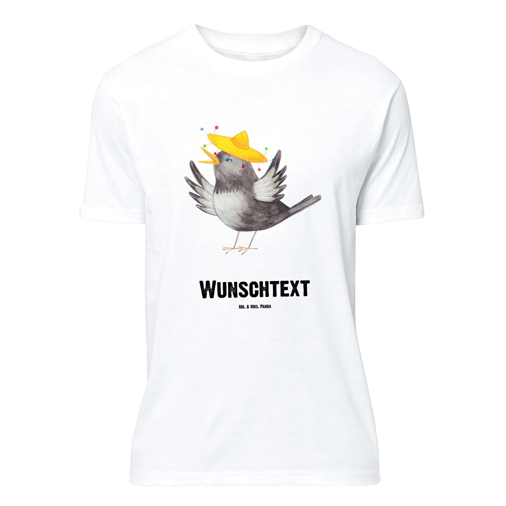 Personalisiertes T-Shirt Rabe mit Sombrero T-Shirt Personalisiert, T-Shirt mit Namen, T-Shirt mit Aufruck, Männer, Frauen, Wunschtext, Bedrucken, Tiermotive, Gute Laune, lustige Sprüche, Tiere, Rabe, Vogel, Vögel, Spruch positiv, fröhlich sein, glücklich sein, Glück Spruch, froh, Elster, Motivation