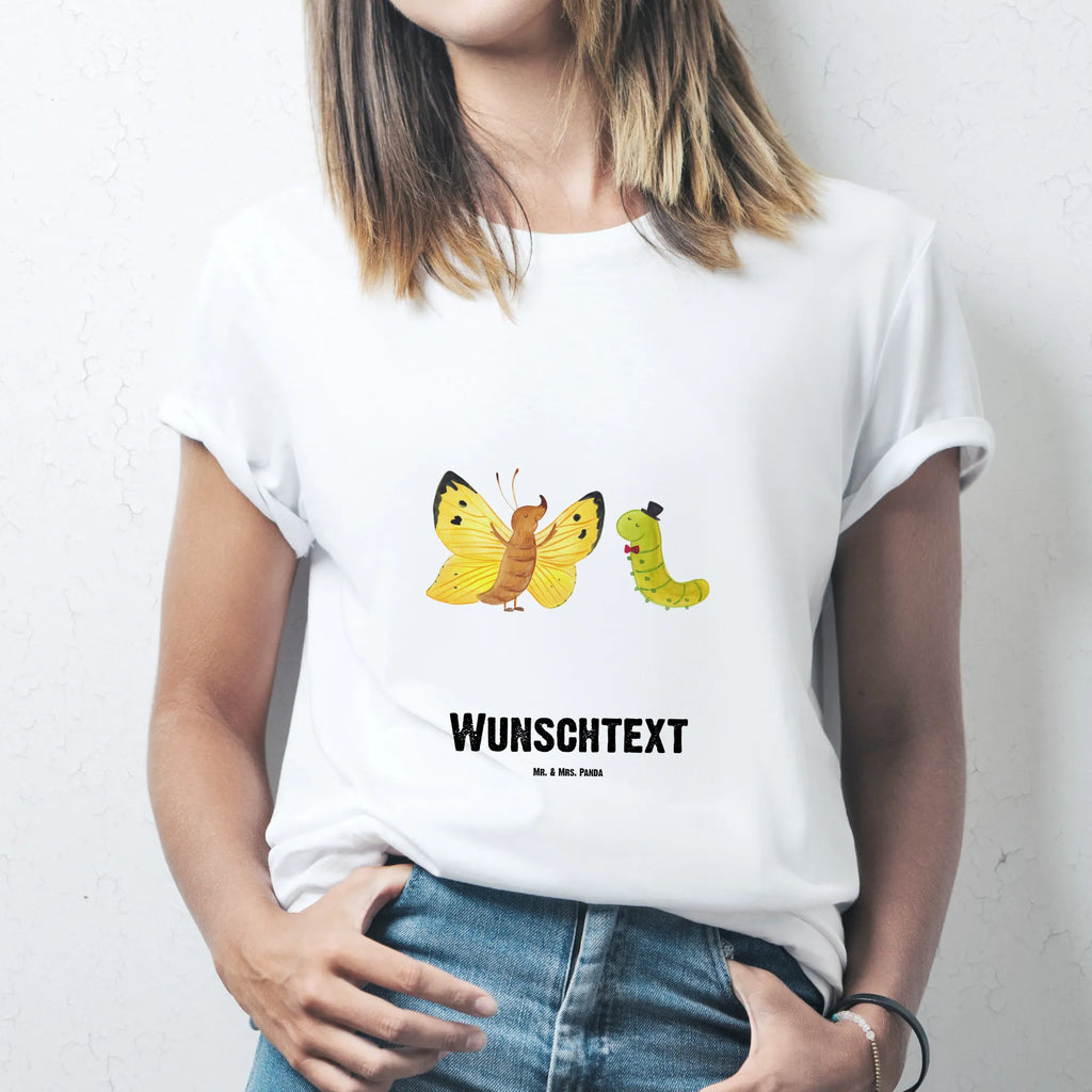 Personalisiertes T-Shirt Raupe & Schmetterling T-Shirt Personalisiert, T-Shirt mit Namen, T-Shirt mit Aufruck, Männer, Frauen, Wunschtext, Bedrucken, Tiermotive, Gute Laune, lustige Sprüche, Tiere, Raupe, Schmetterling, Zitronenfalter, Entwicklung, Erwachsen werden, Kokon, Hut, Hütchen, Schönheit, Aufwachsen