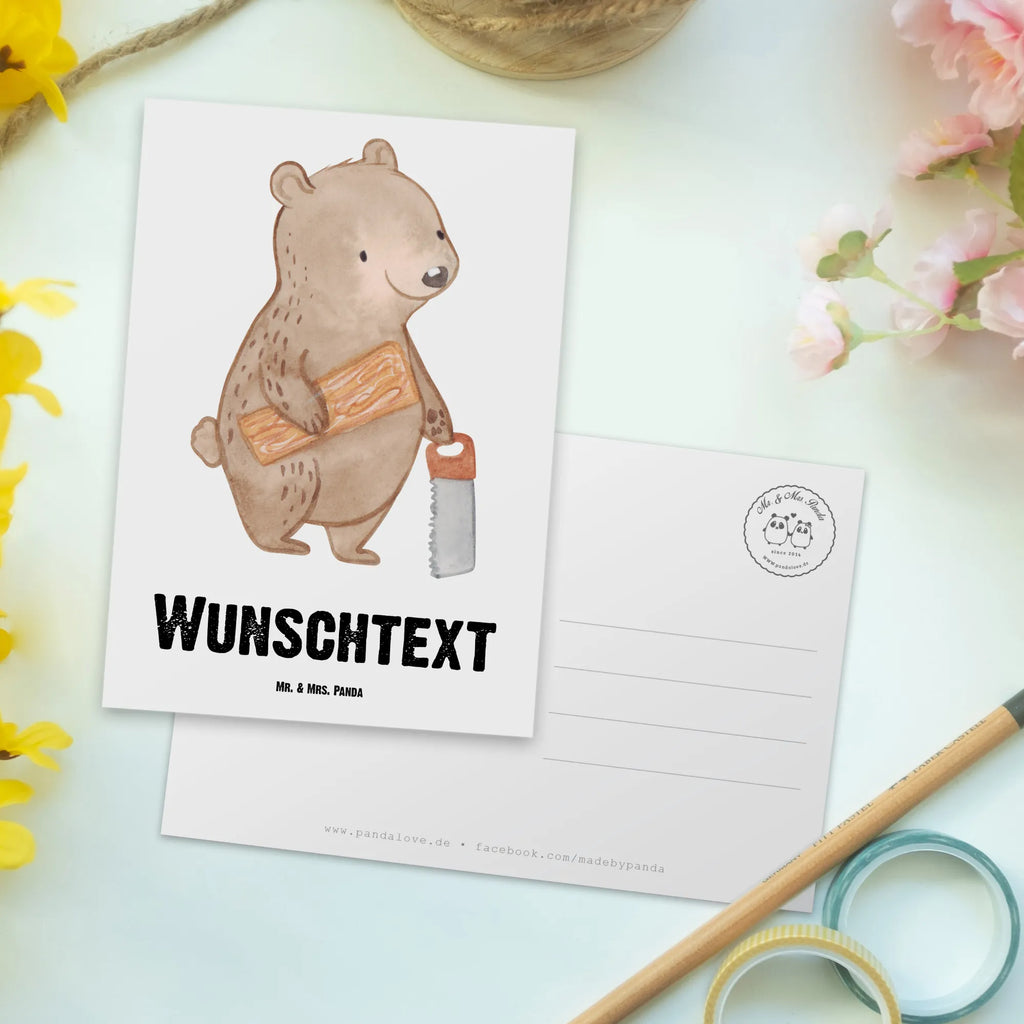 Personalisierte Postkarte Tischler mit Herz Postkarte mit Namen, Postkarte bedrucken, Postkarte mit Wunschtext, Postkarte personalisierbar, Geschenkkarte mit Namen, Grußkarte mit Namen, Karte mit Namen, Einladung mit Namen, Ansichtskarte mit Namen, Geschenkkarte mit Wunschtext, Grußkarte mit Wunschtext, Karte mit Wunschtext, Einladung mit Wunschtext, Ansichtskarte mit Wunschtext, Beruf, Ausbildung, Jubiläum, Abschied, Rente, Kollege, Kollegin, Geschenk, Schenken, Arbeitskollege, Mitarbeiter, Firma, Danke, Dankeschön