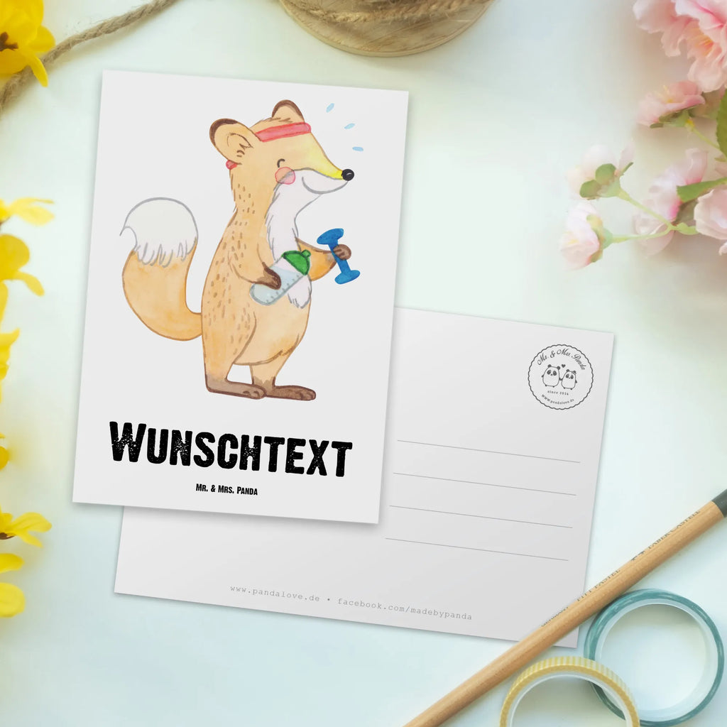 Personalisierte Postkarte Fuchs Fitness Postkarte mit Namen, Postkarte bedrucken, Postkarte mit Wunschtext, Postkarte personalisierbar, Geschenkkarte mit Namen, Grußkarte mit Namen, Karte mit Namen, Einladung mit Namen, Ansichtskarte mit Namen, Geschenkkarte mit Wunschtext, Grußkarte mit Wunschtext, Karte mit Wunschtext, Einladung mit Wunschtext, Ansichtskarte mit Wunschtext, Geschenk, Sport, Sportart, Hobby, Schenken, Danke, Dankeschön, Auszeichnung, Gewinn, Sportler, Fitness, Sport treiben, Fitnessstudio, Sportclub, Kraftsport