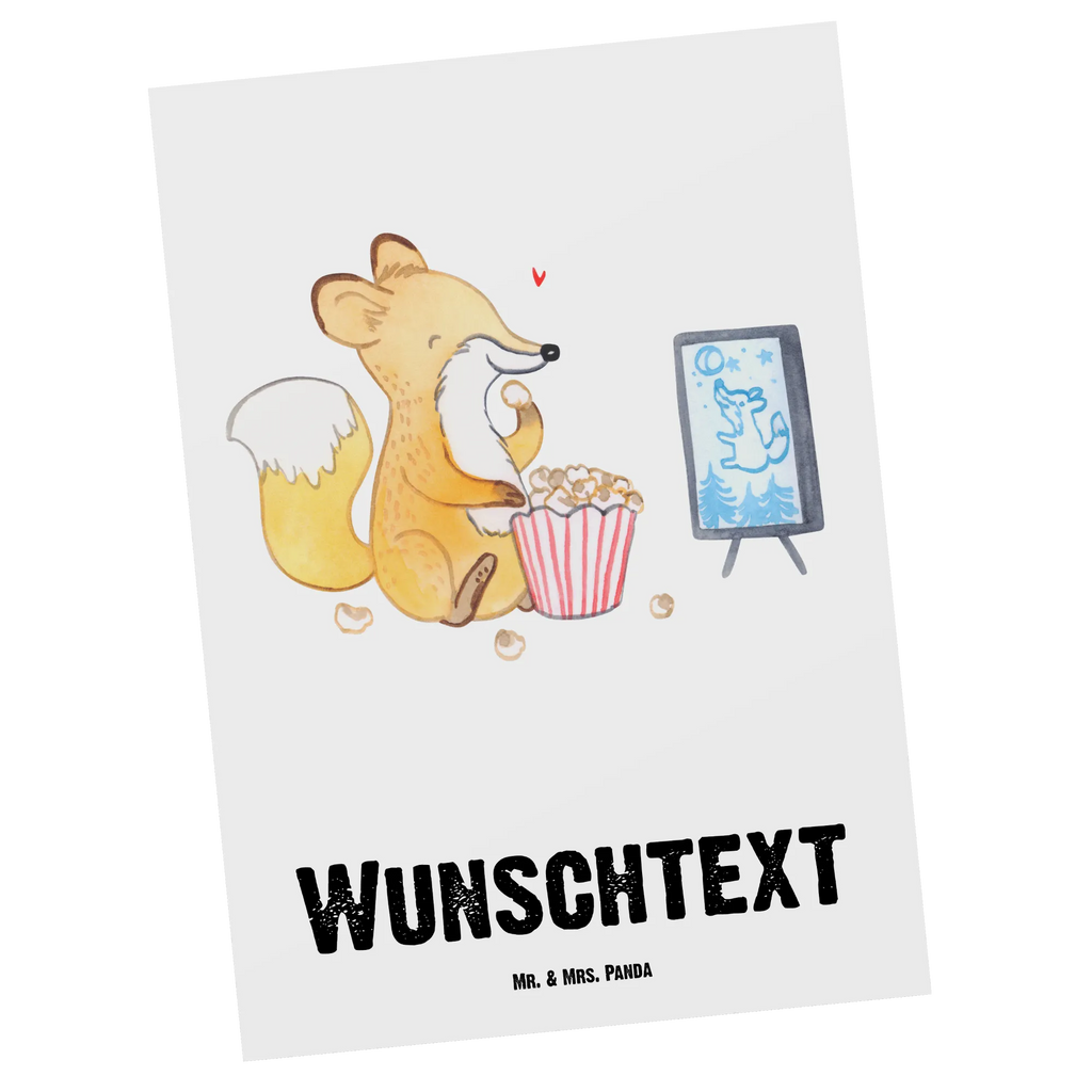 Personalisierte Postkarte Fuchs Filme gucken Postkarte mit Namen, Postkarte bedrucken, Postkarte mit Wunschtext, Postkarte personalisierbar, Geschenkkarte mit Namen, Grußkarte mit Namen, Karte mit Namen, Einladung mit Namen, Ansichtskarte mit Namen, Geschenkkarte mit Wunschtext, Grußkarte mit Wunschtext, Karte mit Wunschtext, Einladung mit Wunschtext, Ansichtskarte mit Wunschtext, Geschenk, Sport, Sportart, Hobby, Schenken, Danke, Dankeschön, Auszeichnung, Gewinn, Sportler, Filmabend, Filme gucken, TV, Fernsehen, Kino