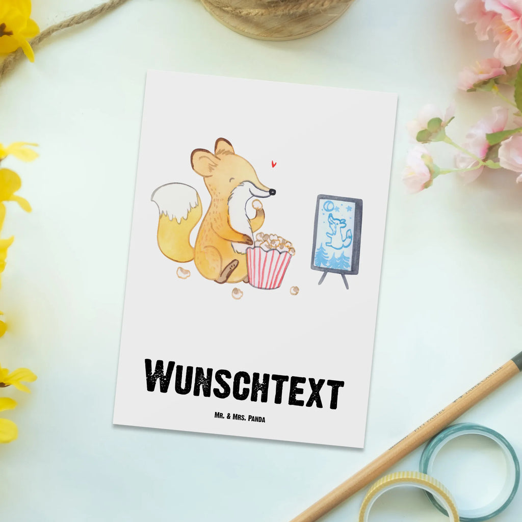 Personalisierte Postkarte Fuchs Filme gucken Postkarte mit Namen, Postkarte bedrucken, Postkarte mit Wunschtext, Postkarte personalisierbar, Geschenkkarte mit Namen, Grußkarte mit Namen, Karte mit Namen, Einladung mit Namen, Ansichtskarte mit Namen, Geschenkkarte mit Wunschtext, Grußkarte mit Wunschtext, Karte mit Wunschtext, Einladung mit Wunschtext, Ansichtskarte mit Wunschtext, Geschenk, Sport, Sportart, Hobby, Schenken, Danke, Dankeschön, Auszeichnung, Gewinn, Sportler, Filmabend, Filme gucken, TV, Fernsehen, Kino