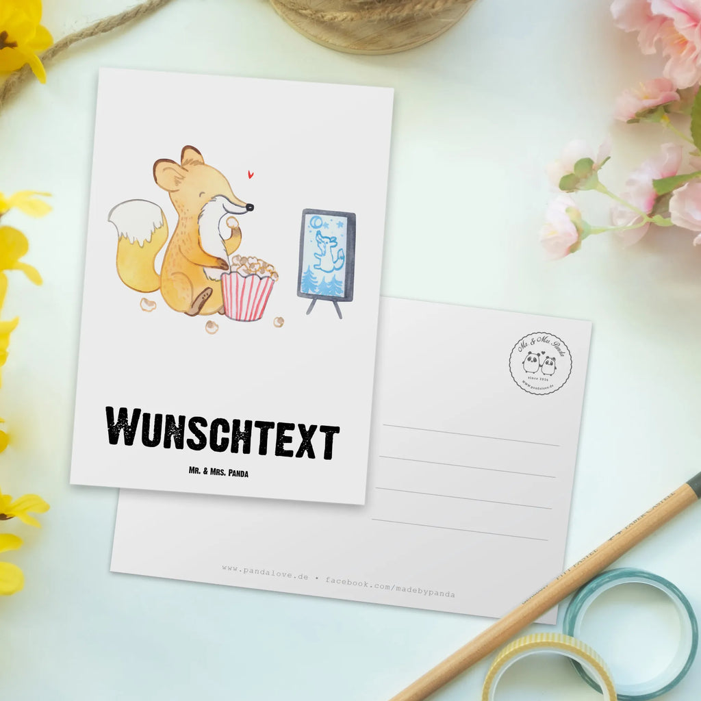 Personalisierte Postkarte Fuchs Filme gucken Postkarte mit Namen, Postkarte bedrucken, Postkarte mit Wunschtext, Postkarte personalisierbar, Geschenkkarte mit Namen, Grußkarte mit Namen, Karte mit Namen, Einladung mit Namen, Ansichtskarte mit Namen, Geschenkkarte mit Wunschtext, Grußkarte mit Wunschtext, Karte mit Wunschtext, Einladung mit Wunschtext, Ansichtskarte mit Wunschtext, Geschenk, Sport, Sportart, Hobby, Schenken, Danke, Dankeschön, Auszeichnung, Gewinn, Sportler, Filmabend, Filme gucken, TV, Fernsehen, Kino