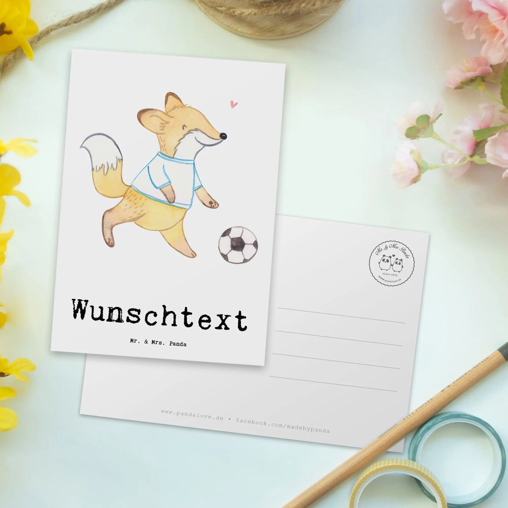 Personalisierte Postkarte Fuchs Fußball spielen Postkarte mit Namen, Postkarte bedrucken, Postkarte mit Wunschtext, Postkarte personalisierbar, Geschenkkarte mit Namen, Grußkarte mit Namen, Karte mit Namen, Einladung mit Namen, Ansichtskarte mit Namen, Geschenkkarte mit Wunschtext, Grußkarte mit Wunschtext, Karte mit Wunschtext, Einladung mit Wunschtext, Ansichtskarte mit Wunschtext, Geschenk, Sport, Sportart, Hobby, Schenken, Danke, Dankeschön, Auszeichnung, Gewinn, Sportler, Fußball spielen, Fußballtraining, Fußballverein, Fußballmannschaft, Fußball Turnier, Punktspiele, Fußball