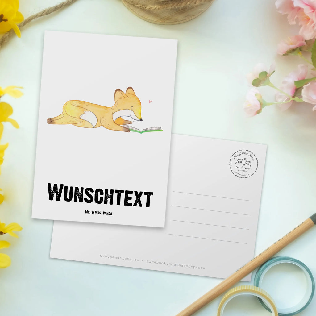 Personalisierte Postkarte Fuchs Lesen Postkarte mit Namen, Postkarte bedrucken, Postkarte mit Wunschtext, Postkarte personalisierbar, Geschenkkarte mit Namen, Grußkarte mit Namen, Karte mit Namen, Einladung mit Namen, Ansichtskarte mit Namen, Geschenkkarte mit Wunschtext, Grußkarte mit Wunschtext, Karte mit Wunschtext, Einladung mit Wunschtext, Ansichtskarte mit Wunschtext, Geschenk, Sport, Sportart, Hobby, Schenken, Danke, Dankeschön, Auszeichnung, Gewinn, Sportler, lesen, Bücher lesen, Bücherwurm