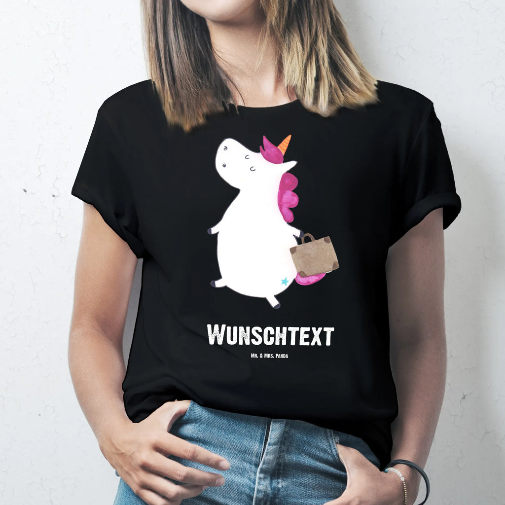 Personalisiertes T-Shirt Einhorn Koffer T-Shirt Personalisiert, T-Shirt mit Namen, T-Shirt mit Aufruck, Männer, Frauen, Wunschtext, Bedrucken, Einhorn, Einhörner, Einhorn Deko, Pegasus, Unicorn, unicorn, Koffer, Verreisen, Reise, Gepäck, Abenteuer, Erwachsen, Kind, albern, Spaß, lustig, witzig