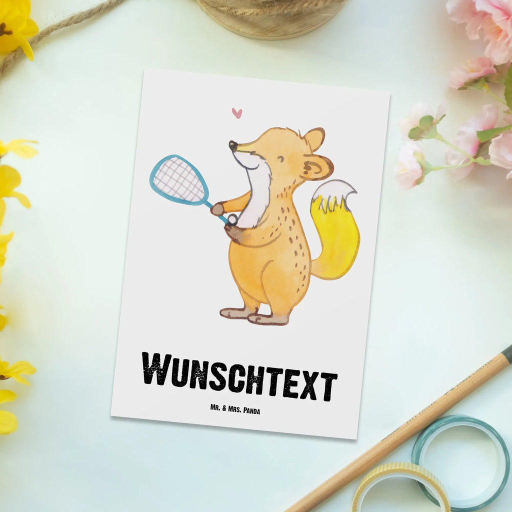 Personalisierte Postkarte Fuchs Squash spielen Postkarte mit Namen, Postkarte bedrucken, Postkarte mit Wunschtext, Postkarte personalisierbar, Geschenkkarte mit Namen, Grußkarte mit Namen, Karte mit Namen, Einladung mit Namen, Ansichtskarte mit Namen, Geschenkkarte mit Wunschtext, Grußkarte mit Wunschtext, Karte mit Wunschtext, Einladung mit Wunschtext, Ansichtskarte mit Wunschtext, Geschenk, Sport, Sportart, Hobby, Schenken, Danke, Dankeschön, Auszeichnung, Gewinn, Sportler, Squash spielen, Squashhalle, Ballsport