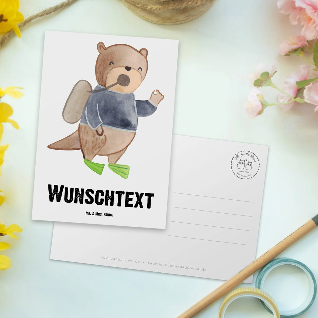 Personalisierte Postkarte Tauchlehrer Herz Postkarte mit Namen, Postkarte bedrucken, Postkarte mit Wunschtext, Postkarte personalisierbar, Geschenkkarte mit Namen, Grußkarte mit Namen, Karte mit Namen, Einladung mit Namen, Ansichtskarte mit Namen, Geschenkkarte mit Wunschtext, Grußkarte mit Wunschtext, Karte mit Wunschtext, Einladung mit Wunschtext, Ansichtskarte mit Wunschtext, Beruf, Ausbildung, Jubiläum, Abschied, Rente, Kollege, Kollegin, Geschenk, Schenken, Arbeitskollege, Mitarbeiter, Firma, Danke, Dankeschön