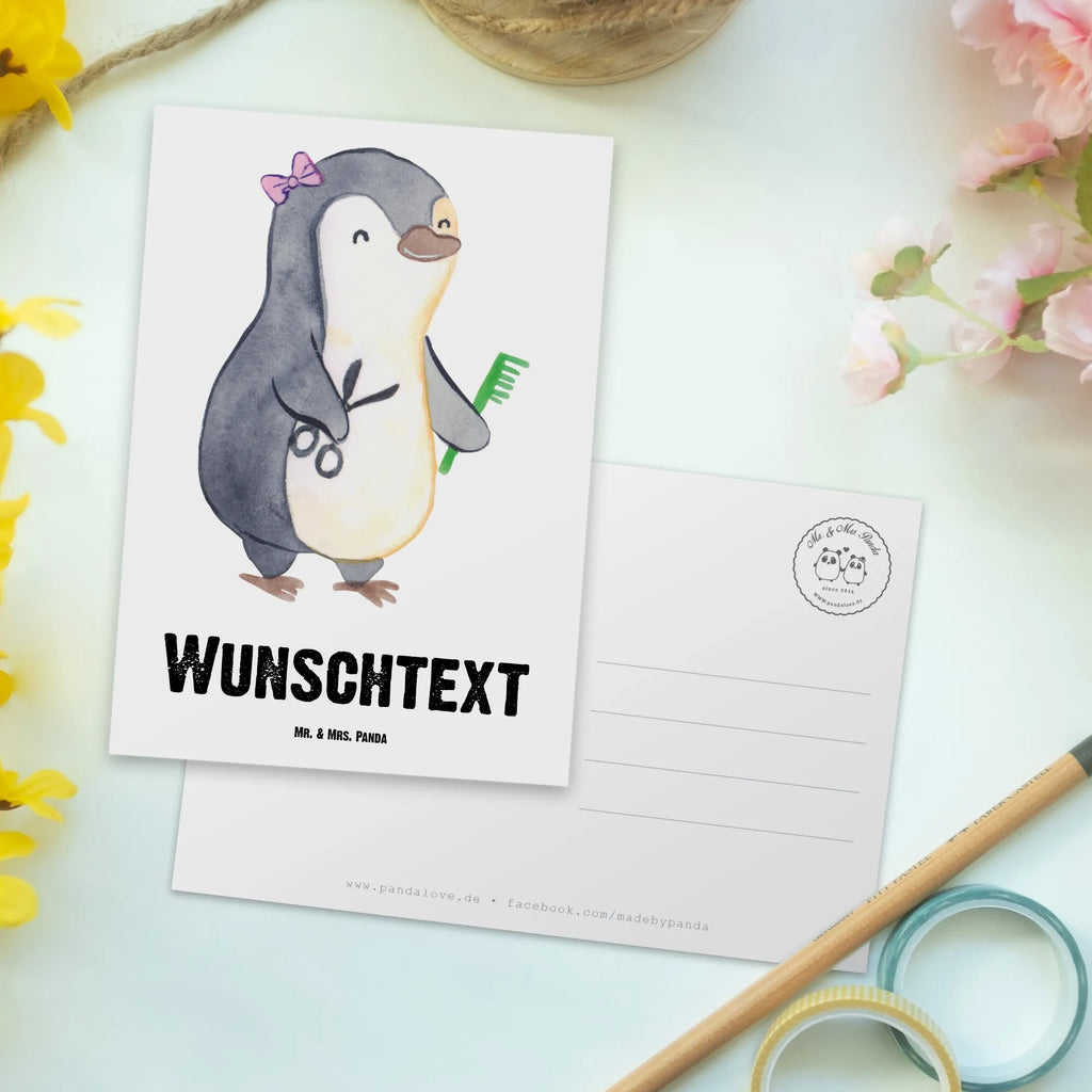 Personalisierte Postkarte Friseurin mit Herz Postkarte mit Namen, Postkarte bedrucken, Postkarte mit Wunschtext, Postkarte personalisierbar, Geschenkkarte mit Namen, Grußkarte mit Namen, Karte mit Namen, Einladung mit Namen, Ansichtskarte mit Namen, Geschenkkarte mit Wunschtext, Grußkarte mit Wunschtext, Karte mit Wunschtext, Einladung mit Wunschtext, Ansichtskarte mit Wunschtext, Beruf, Ausbildung, Jubiläum, Abschied, Rente, Kollege, Kollegin, Geschenk, Schenken, Arbeitskollege, Mitarbeiter, Firma, Danke, Dankeschön, Frisörin, Haarstylistin, Frisörbesuch, Friseursalon, Eröffnung Friseur