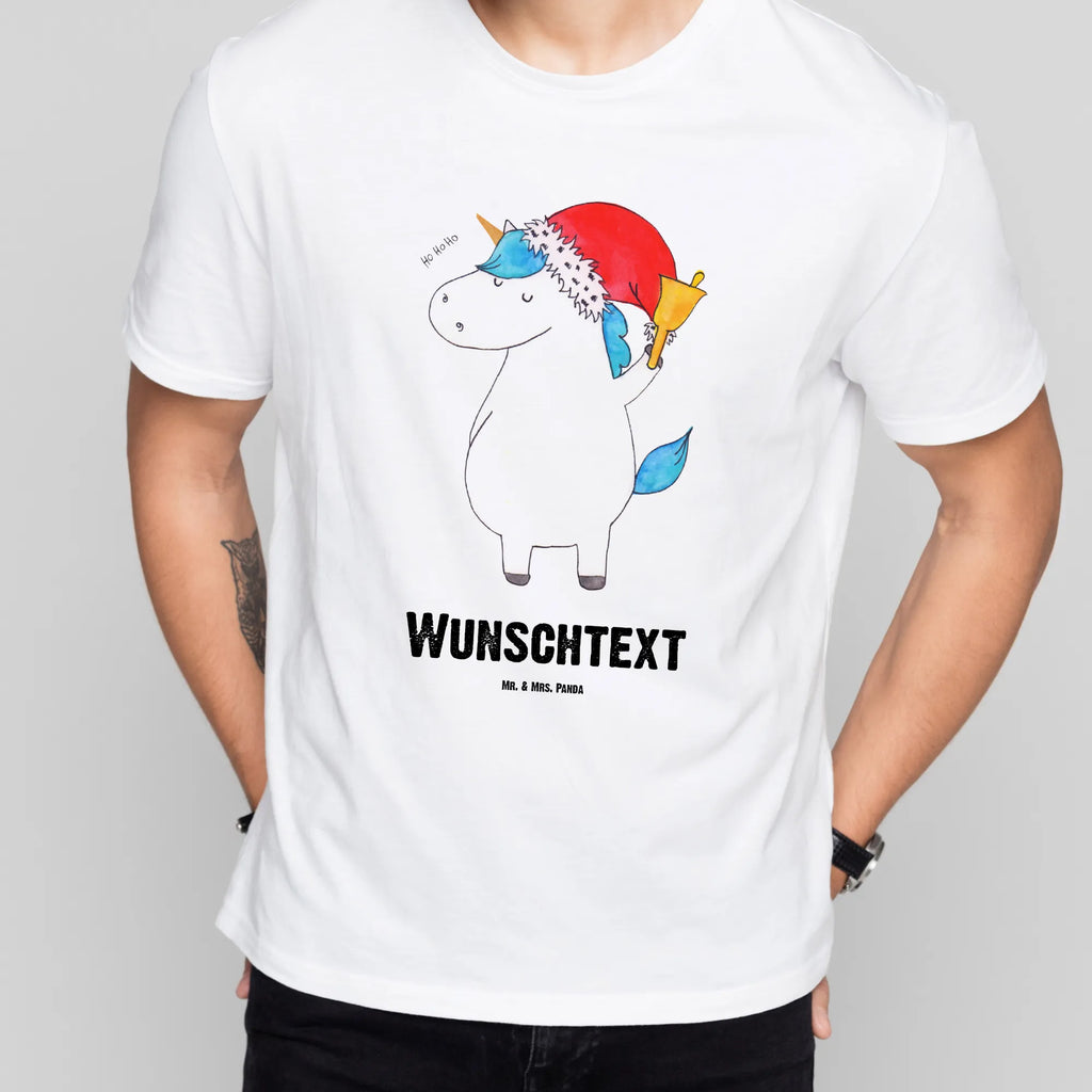 Personalisiertes T-Shirt Einhorn Weihnachtsmann T-Shirt Personalisiert, T-Shirt mit Namen, T-Shirt mit Aufruck, Männer, Frauen, Wunschtext, Bedrucken, Einhorn, Einhörner, Einhorn Deko, Pegasus, Unicorn, Gin, Schokolade, Schoki, Weihnachten, Weihnachtsmann, Nikolaus, Wunschzettel, Wunschliste, Feenstaub