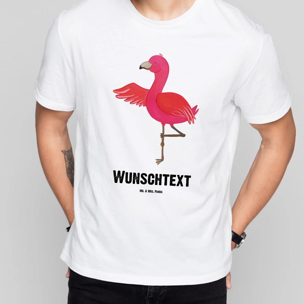 Personalisiertes T-Shirt Flamingo Yoga T-Shirt Personalisiert, T-Shirt mit Namen, T-Shirt mit Aufruck, Männer, Frauen, Wunschtext, Bedrucken, Flamingo, Vogel, Yoga, Namaste, Achtsamkeit, Yoga-Übung, Entspannung, Ärger, Aufregen, Tiefenentspannung