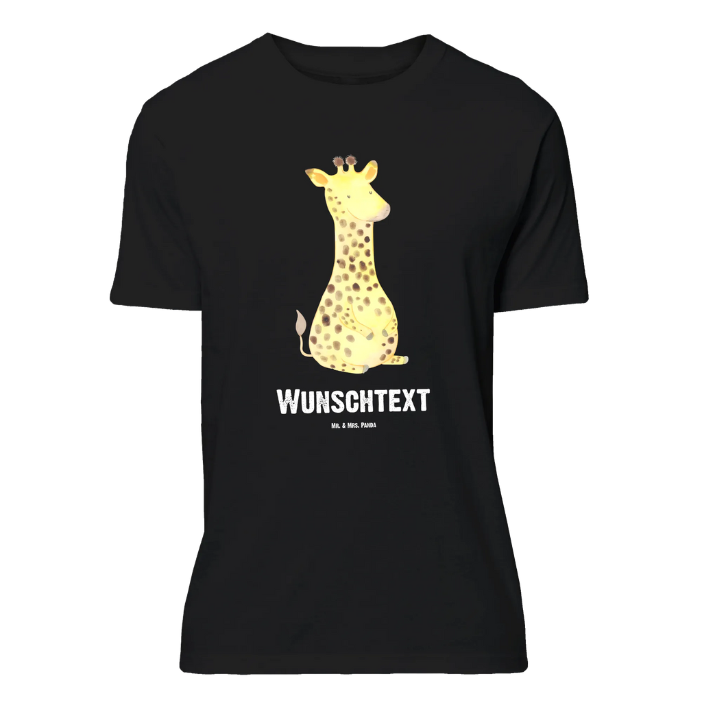 Personalisiertes T-Shirt Giraffe Zufrieden T-Shirt Personalisiert, T-Shirt mit Namen, T-Shirt mit Aufruck, Männer, Frauen, Wunschtext, Bedrucken, Afrika, Wildtiere, Giraffe, Zufrieden, Glück, Abenteuer