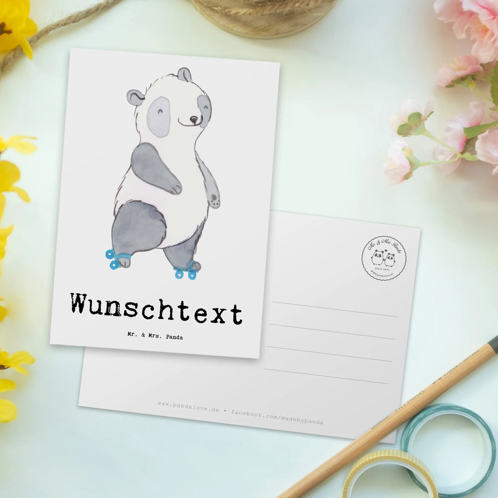 Personalisierte Postkarte Panda Inliner fahren Postkarte mit Namen, Postkarte bedrucken, Postkarte mit Wunschtext, Postkarte personalisierbar, Geschenkkarte mit Namen, Grußkarte mit Namen, Karte mit Namen, Einladung mit Namen, Ansichtskarte mit Namen, Geschenkkarte mit Wunschtext, Grußkarte mit Wunschtext, Karte mit Wunschtext, Einladung mit Wunschtext, Ansichtskarte mit Wunschtext, Geschenk, Sport, Sportart, Hobby, Schenken, Danke, Dankeschön, Auszeichnung, Gewinn, Sportler, Inliner fahren, Rollschuh fahren, Rollerblades, inlinern