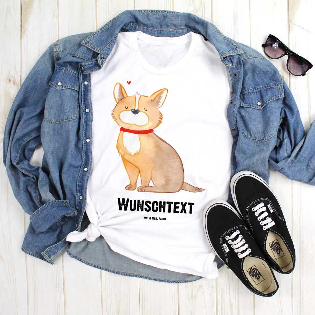 Personalisiertes T-Shirt Hundeglück T-Shirt Personalisiert, T-Shirt mit Namen, T-Shirt mit Aufruck, Männer, Frauen, Wunschtext, Bedrucken, Hund, Hundemotiv, Haustier, Hunderasse, Tierliebhaber, Hundebesitzer, Sprüche, Corgie, Hundeliebe, Spruch, Hundemama, Liebe