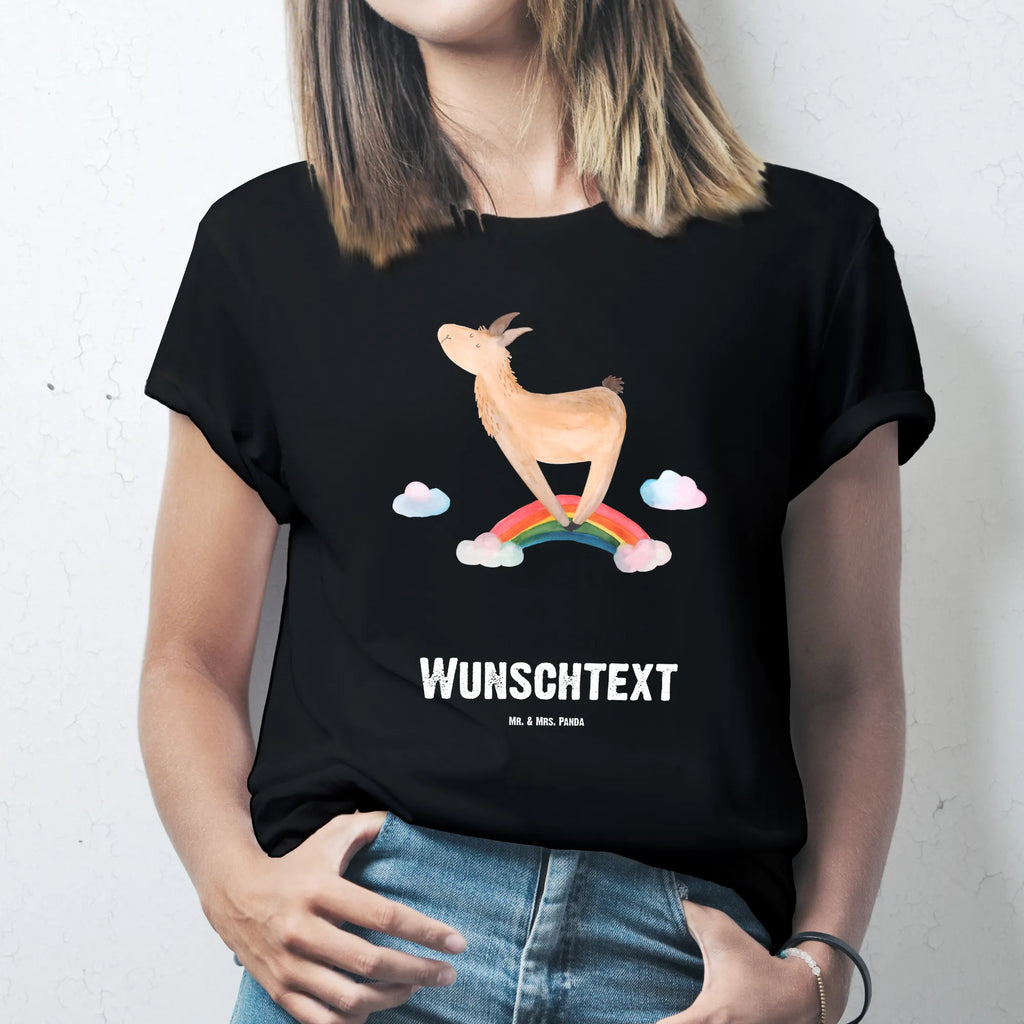 Personalisiertes T-Shirt Lama Regenbogen T-Shirt Personalisiert, T-Shirt mit Namen, T-Shirt mit Aufruck, Männer, Frauen, Wunschtext, Bedrucken, Lama, Alpaka, Lamas, Regenbogen, Haters gonna hate, Haters, Selbstständig, Außenseiter, Schule, Abi, Hobby, Wolkenland, Freiheit