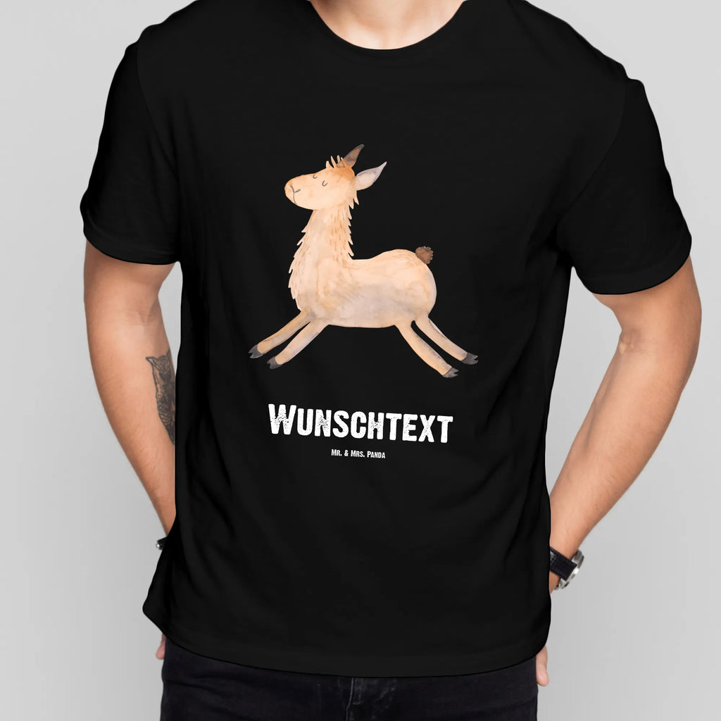 Personalisiertes T-Shirt Lama springend T-Shirt Personalisiert, T-Shirt mit Namen, T-Shirt mit Aufruck, Männer, Frauen, Wunschtext, Bedrucken, Lama, Alpaka, Lamas, Lieblingstag, Happy day, fröhlich, Glück, Freundin, Liebeskummer, Neustart, guten Morgen, Start, Prüfung, Abitur