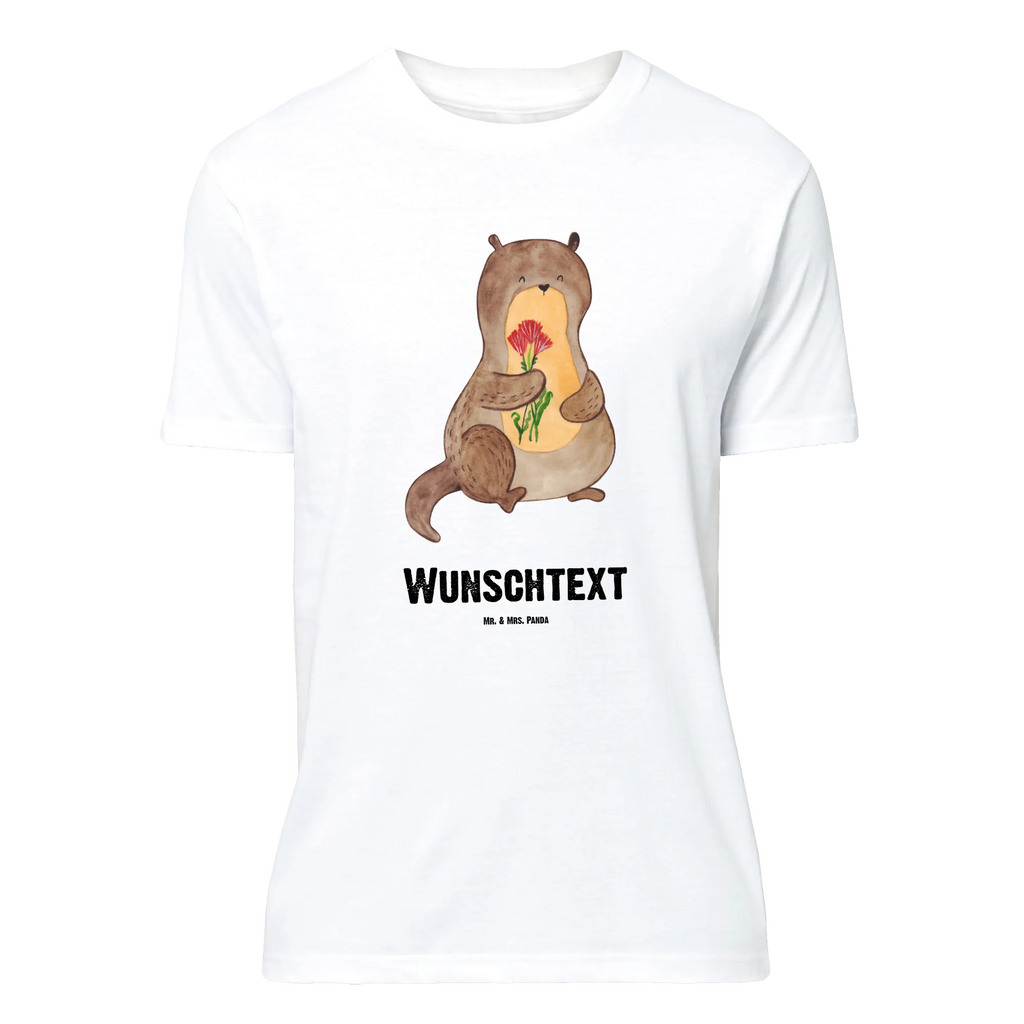 Personalisiertes T-Shirt Otter Blumenstrauß T-Shirt Personalisiert, T-Shirt mit Namen, T-Shirt mit Aufruck, Männer, Frauen, Wunschtext, Bedrucken, Otter, Fischotter, Seeotter, Otter Seeotter See Otter