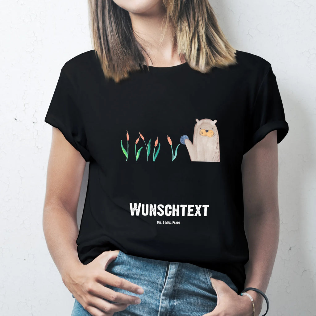 Personalisiertes T-Shirt Otter mit Stein T-Shirt Personalisiert, T-Shirt mit Namen, T-Shirt mit Aufruck, Männer, Frauen, Wunschtext, Bedrucken, Otter, Fischotter, Seeotter, Otter Seeotter See Otter