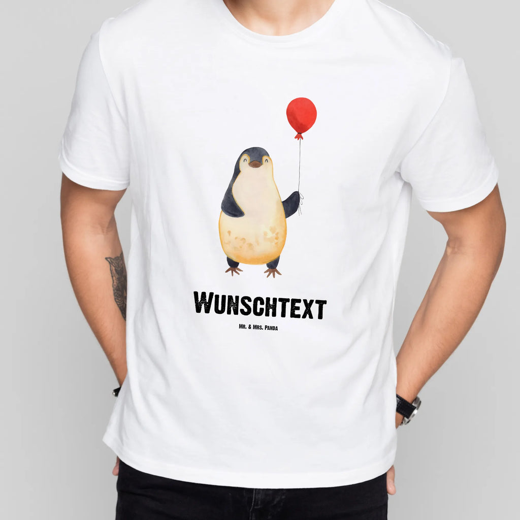 Personalisiertes T-Shirt Pinguin Luftballon T-Shirt Personalisiert, T-Shirt mit Namen, T-Shirt mit Aufruck, Männer, Frauen, Wunschtext, Bedrucken, Pinguin, Pinguine, Luftballon, Tagträume, Lebenslust, Geschenk Freundin, Geschenkidee, beste Freundin, Motivation, Neustart, neues Leben, Liebe, Glück